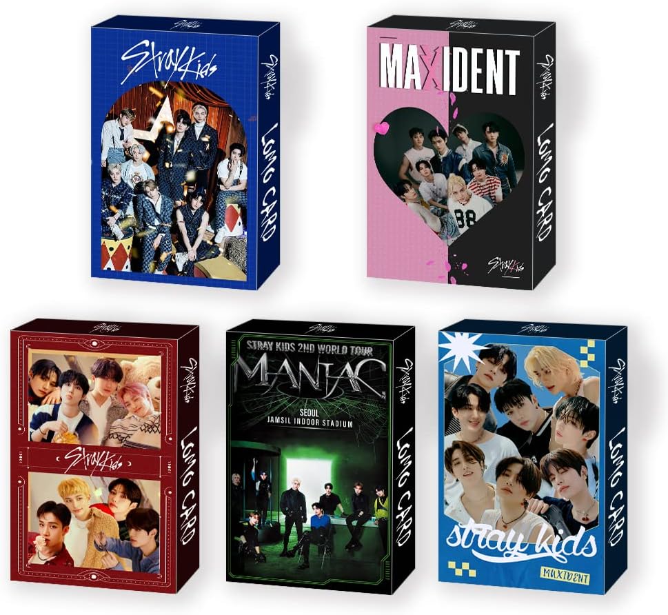 5 Pack/150 Pcs Stray Kids Lomo Card Kpop Photocards Greeting Card with Postcards Box