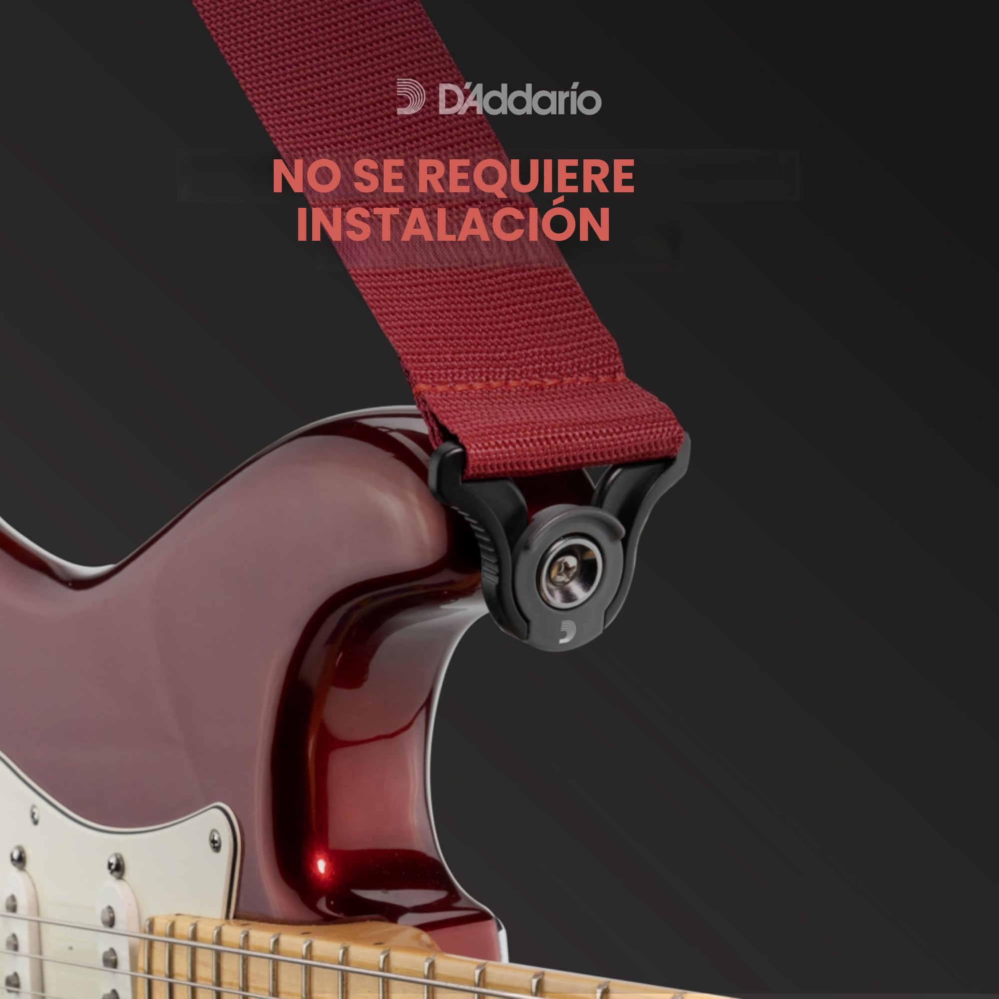 D'Addario Correa para guitarra Auto Lock, Negra Acolchada con Rayas