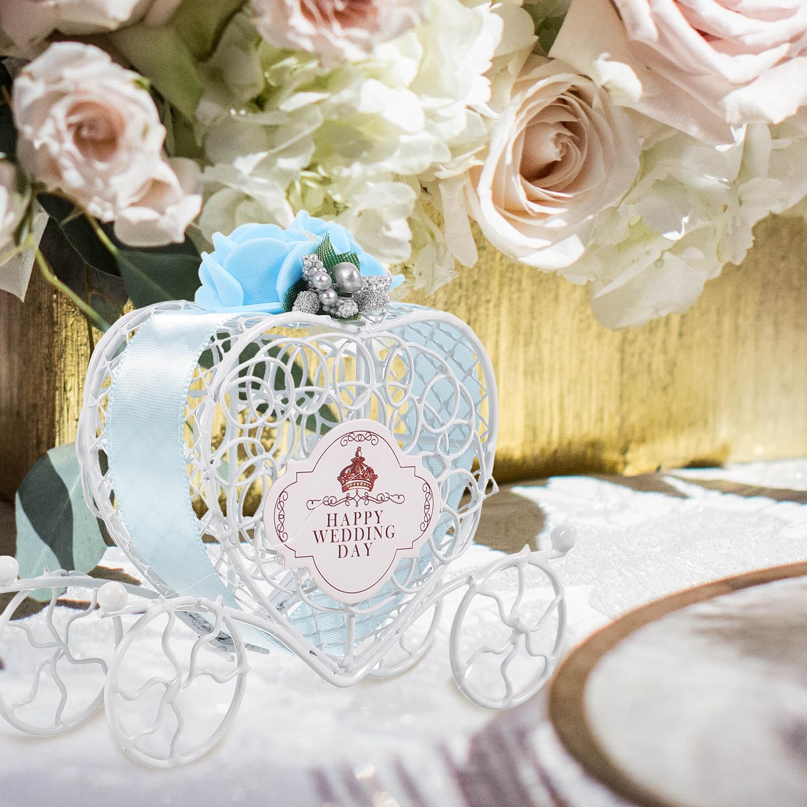 50 Pack Wedding Favor Boxes, Hollow Out Roses Flowers Candy Boxes Wedding Party Favor Boxes Small Gift Boxes For Wedding Baby Shower Birthday Party 2