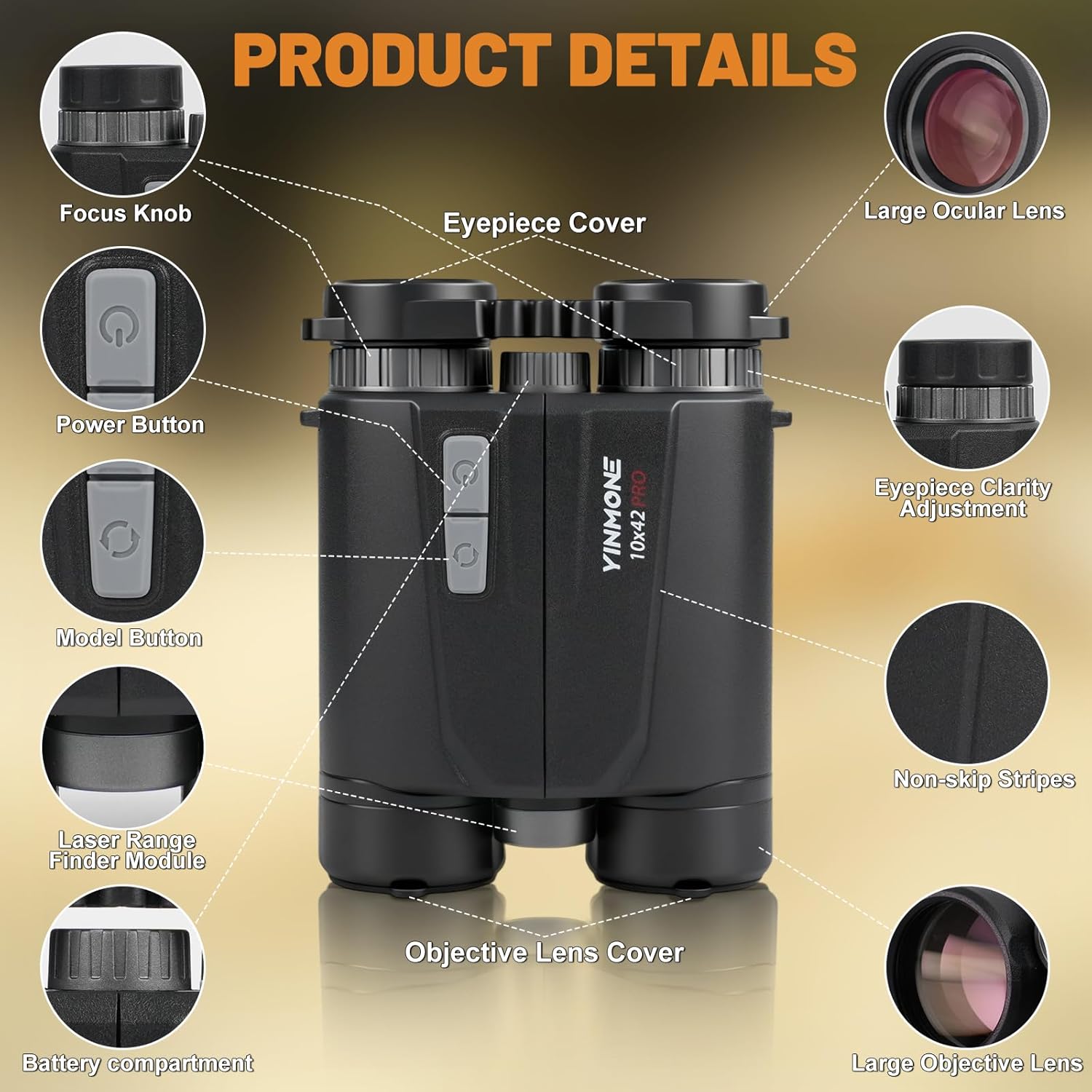 2026 New 10X42 Laser Rangefinder Binocular for Hunting,HD 1650 Yard with Speed Distance Measurement High-Powered IP65 Waterproof Rangefinding Binoculars for Golf,Shooting,Hiking,Outdoor Adventure