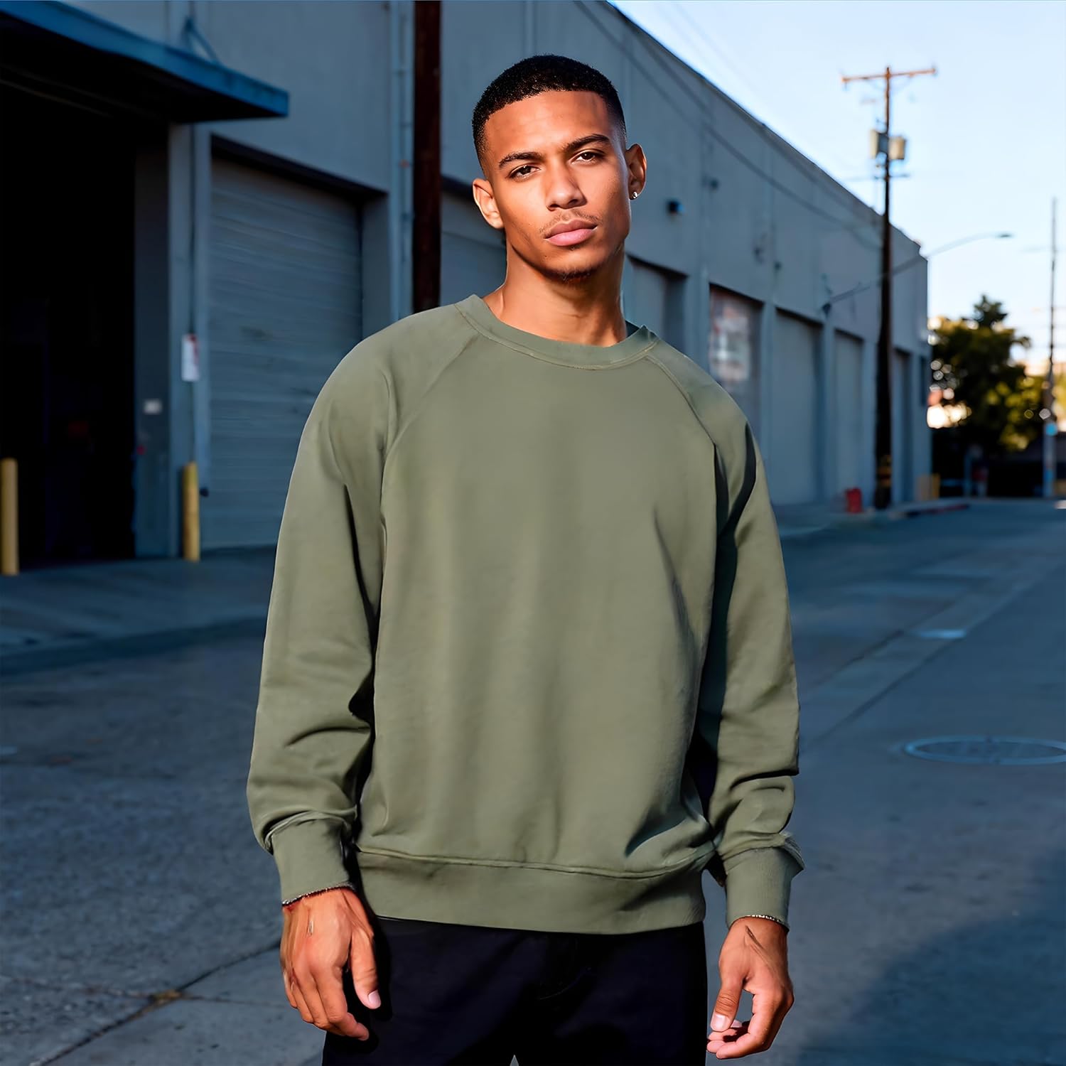 MagnaMan Crewneck Sweatshirt For Men - Long Sleeve Cotton Blend Oversized Crewneck Sweatshirt - Image 3