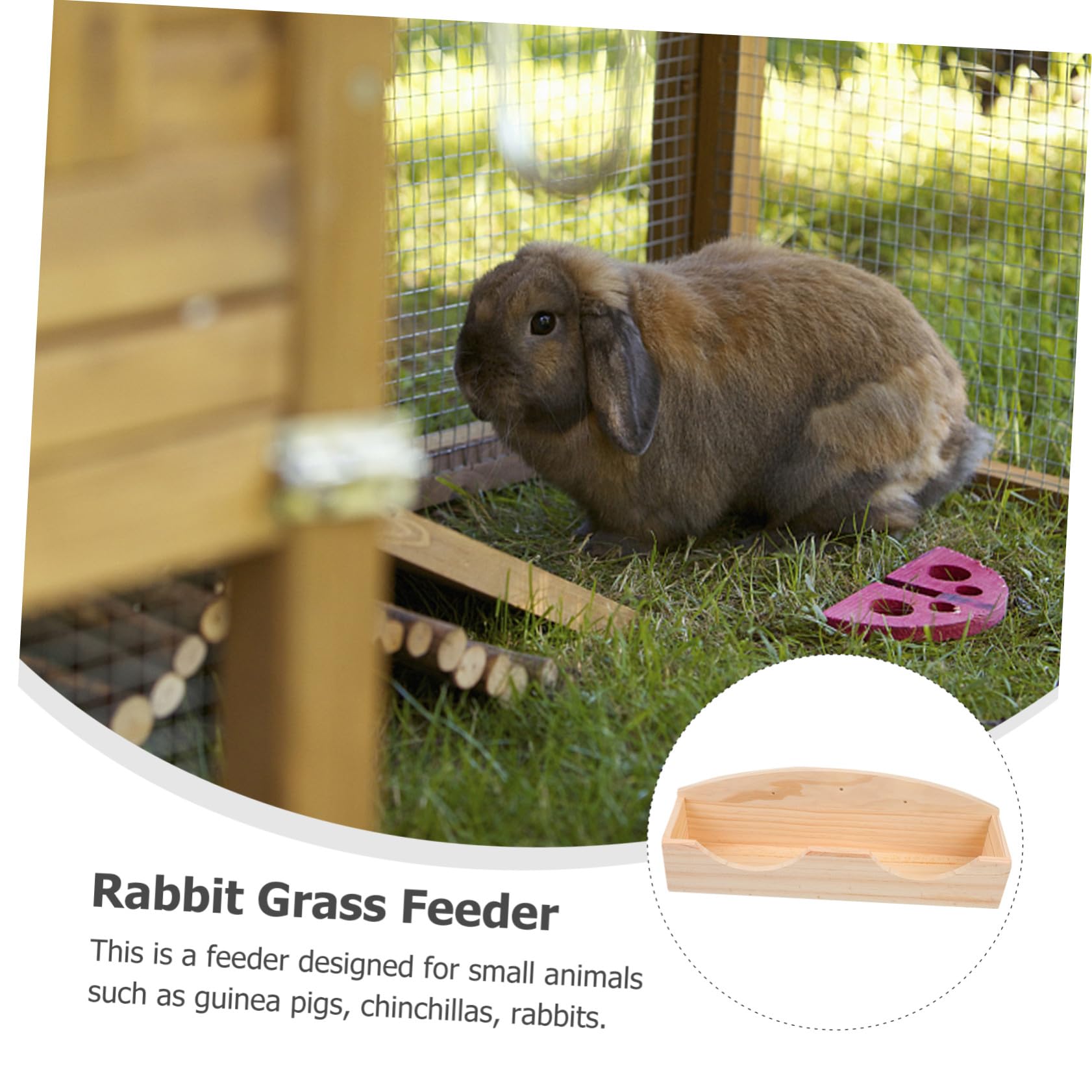 Kaninchen Futterspender Holz mit Grashalter Futterkorb für Kleintiere Meerschweinchen Zubehör Haustierkäfig