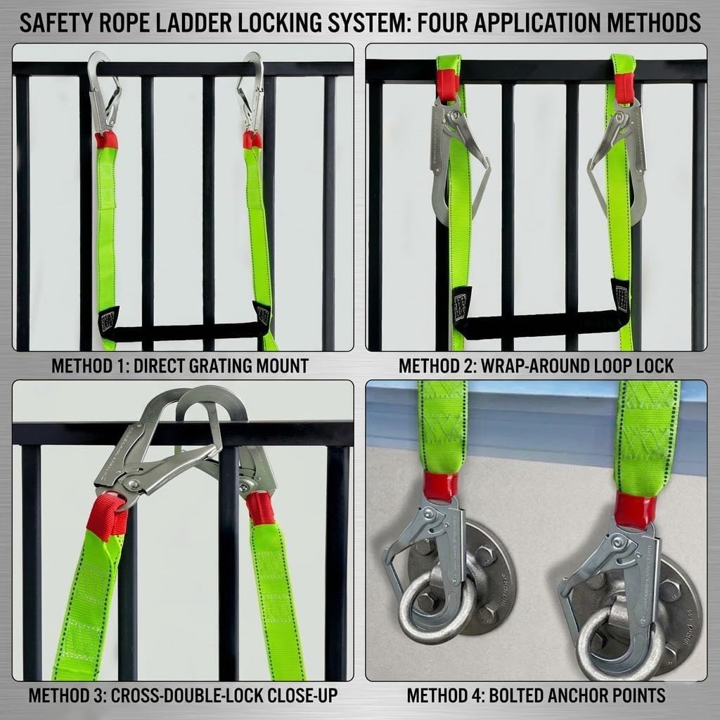 Fire Escape Ladder with 2 Heavy-Duty Hooks – 10 Feet Emergency Fire Ladder, Safety Rope Ladder for 2-3 Story Homes, Balcony, Treehouse, Green