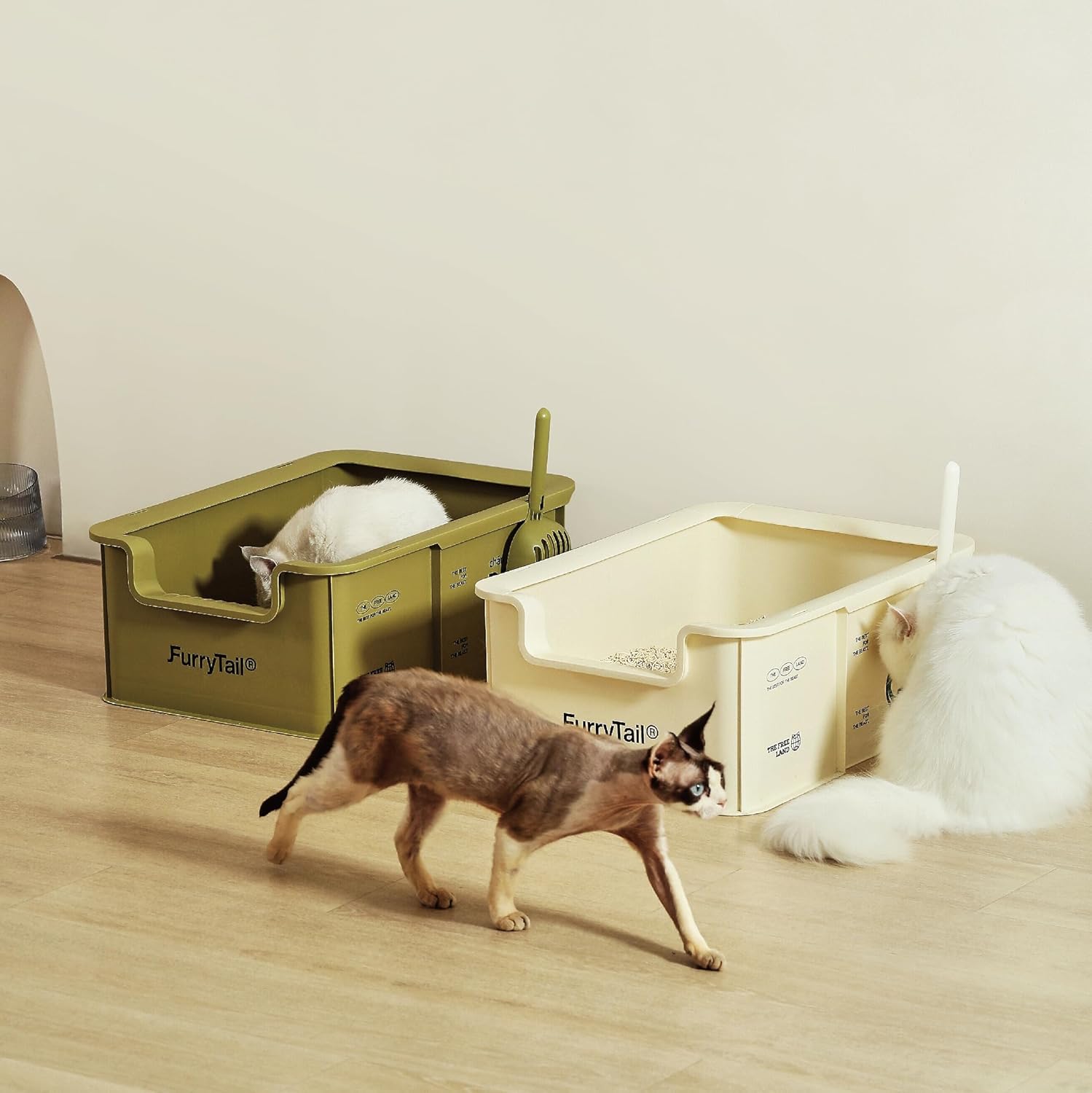 Camp Open Rimmed Large Cat Litter Box (Green)