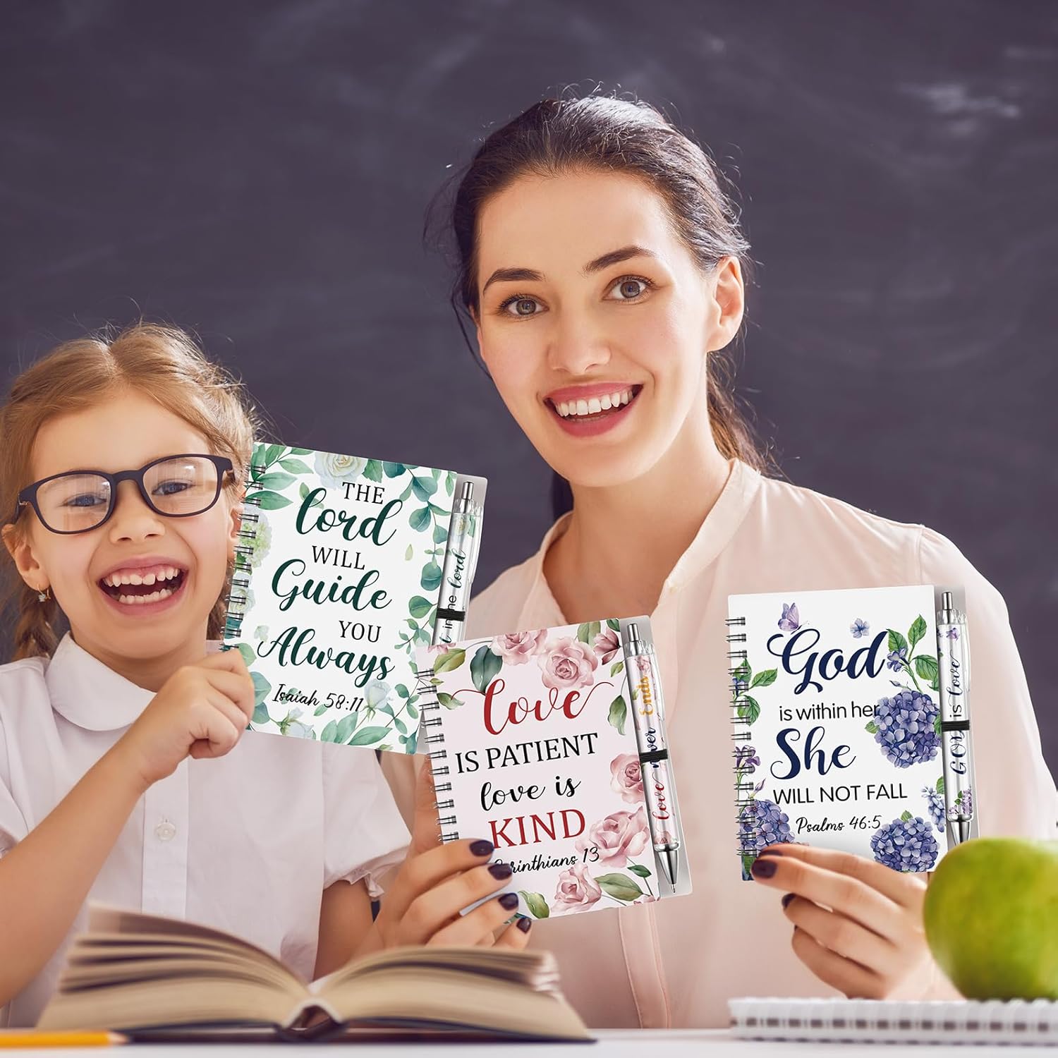 Pasimy 10 Sets Christian Notebooks with 10 Positive Pens Floral Bible Verse Journals and Ballpoint Pen Spiral Notebook Set Scripture for Women Inspirational Gifts Religious Party Favors(Retro,A6) - Image 5