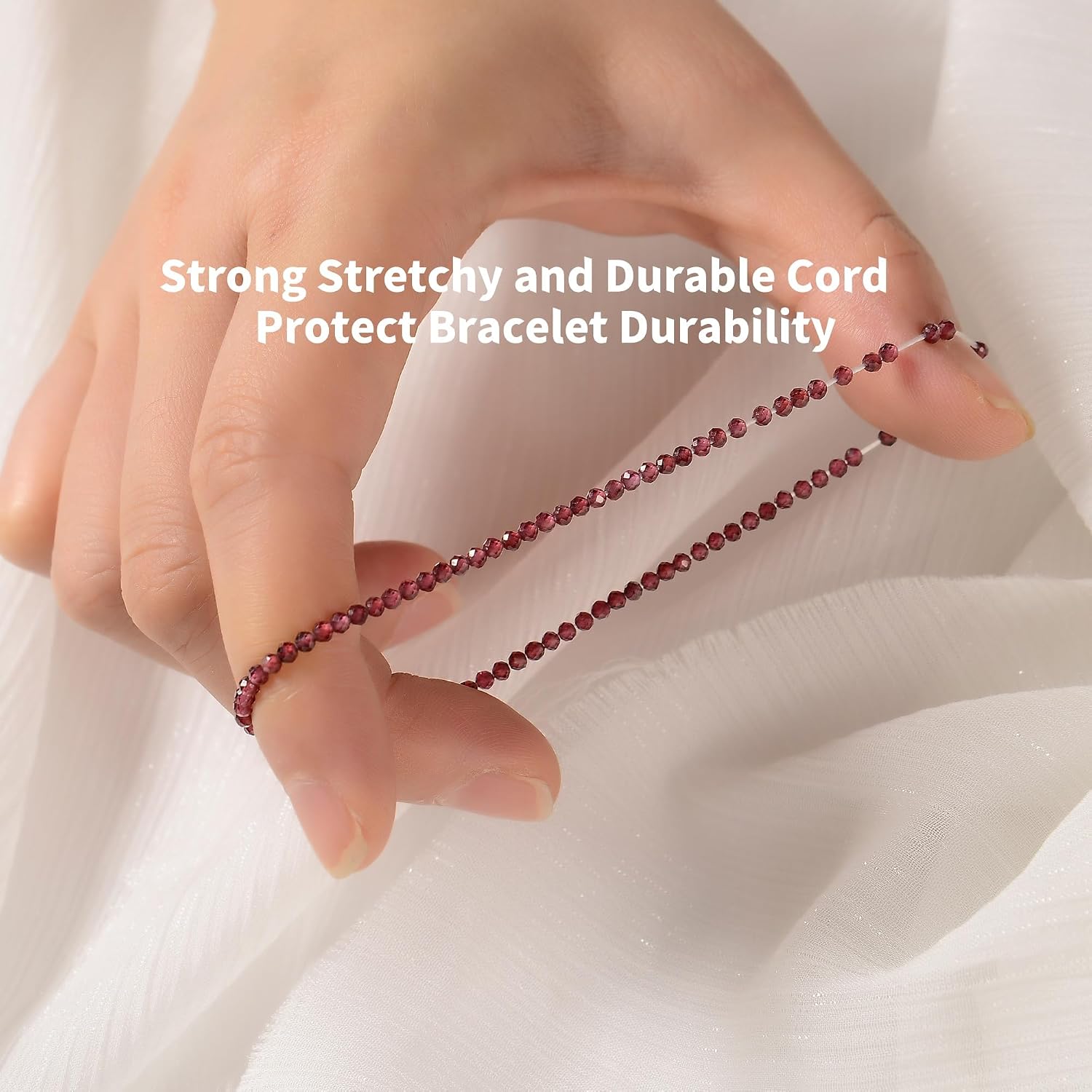 2 Pcs/Set 2mm 3mm 4mm Trendy Natural Raw Red Garnet Gemstone Bracelet, Faceted Round Stone Stretch Beaded Bracelets for Women Men Stackable