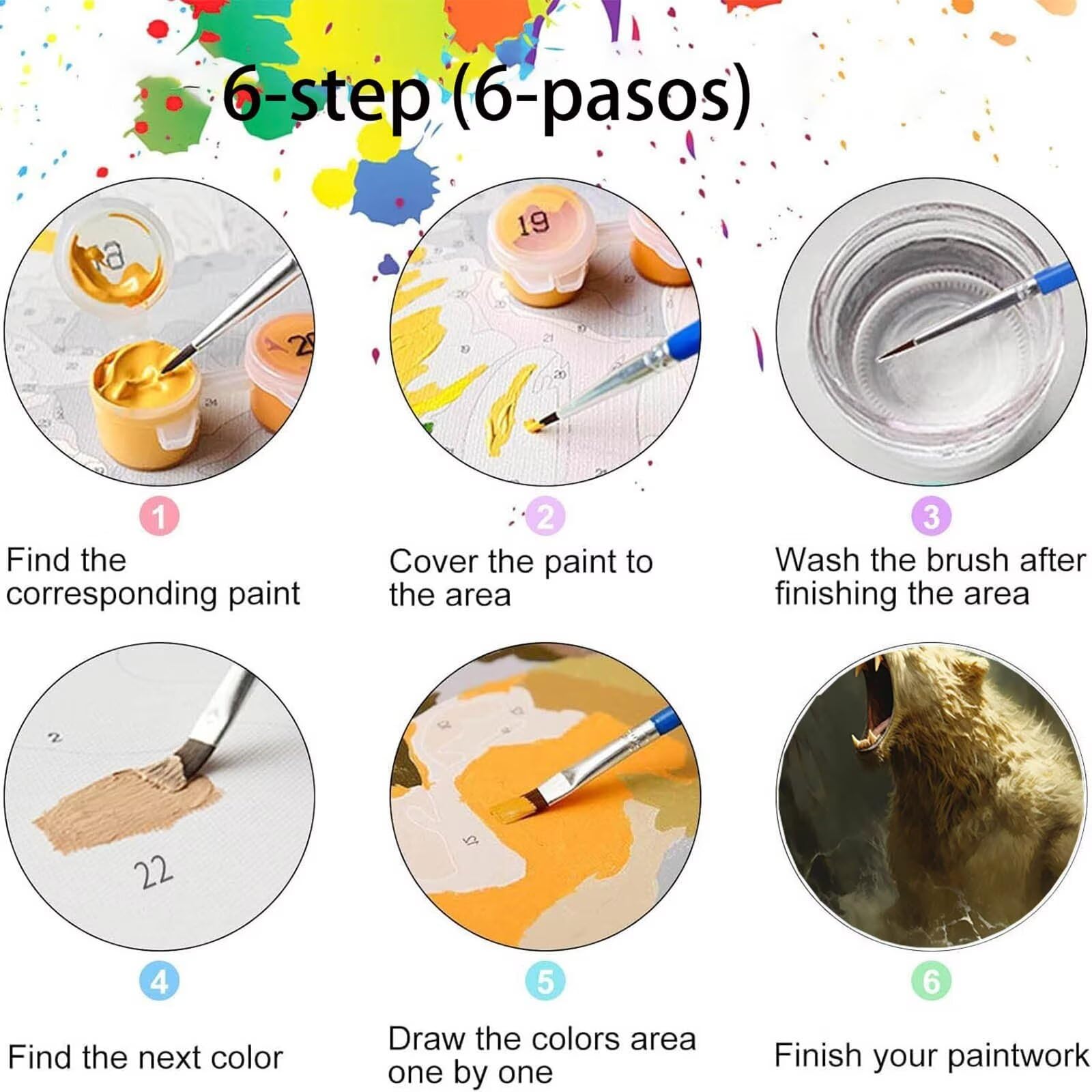 Pintar por Numeros Adultos Oso, Pintar por Numeros Niños Kit Manualidades Adultos Paisaje Cuadros para Pintar por Numeros Pintura Acrílico, Cuadros Decorativos Regalos Para Mujer 80X160cm 7w-W-3