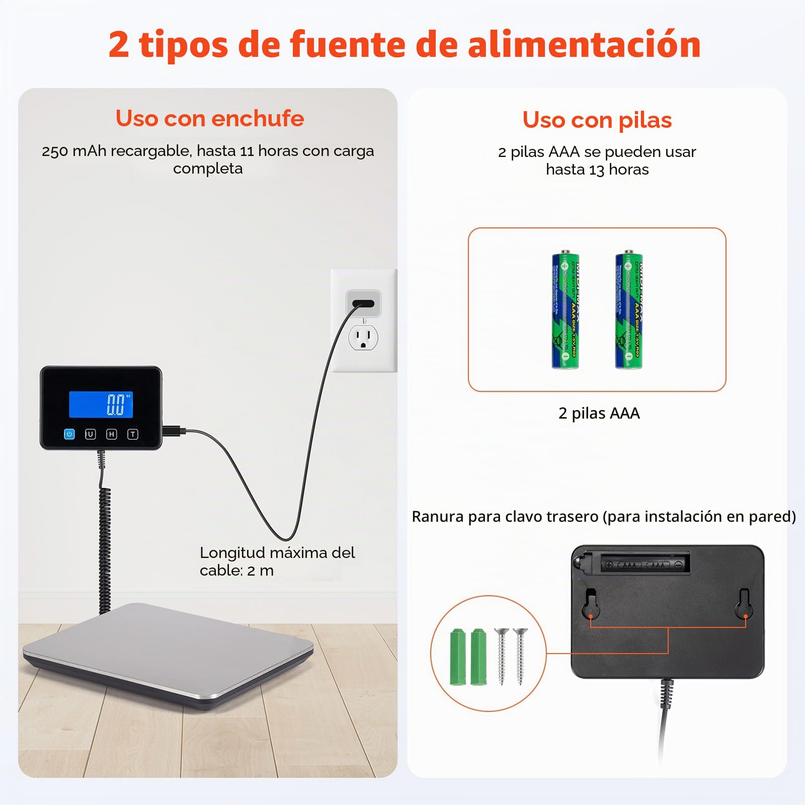 MUNBYN Bascula Industrial, Balanza Postal 200kg/50g, Bascula Maletas Viaje, con Función de Retención/Tara, Pantalla LCD, Acero Inoxidable, para Equipaje y Almacén, Incluye 2 Pilas AAA y Cable Tipo C