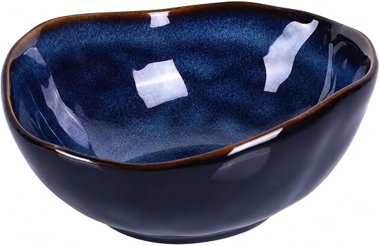 8 Blue Ceramic Decorative Bowl, Entryway Table Decor Pottery Key Bowl, Candy Dish, Salad Bowl, Blue Decor Small Jewelry Trinket Dish for Bedroom, Centerpiece, Bedside Table, Living Room Decorative