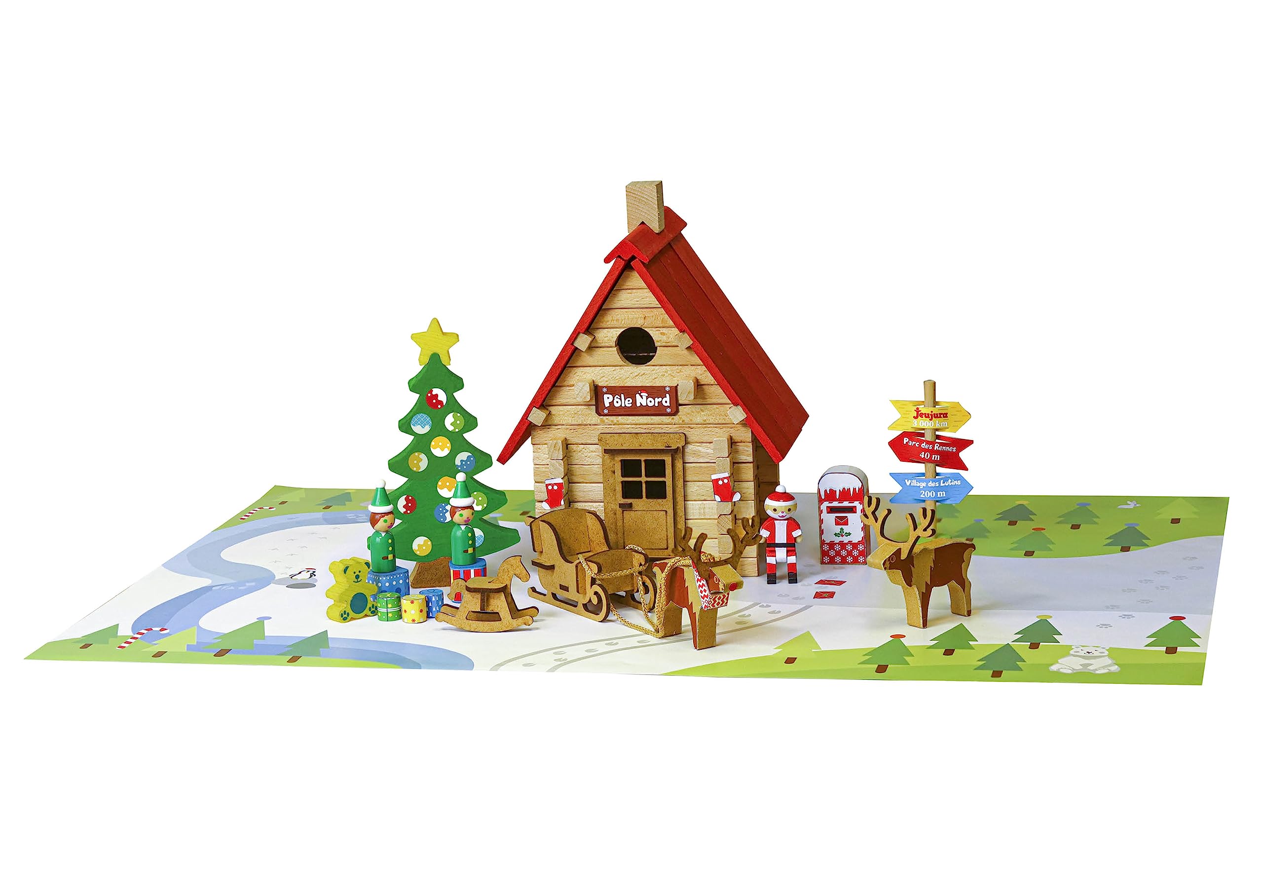 Jeujura - Lo Chalet di Natale - 90 pezzi - Giochi di Costruzione nella valigia di cartone - A partire dai 5 anni - Agilità - Creatività - Manipolazione - Catalogo fornito - 8094