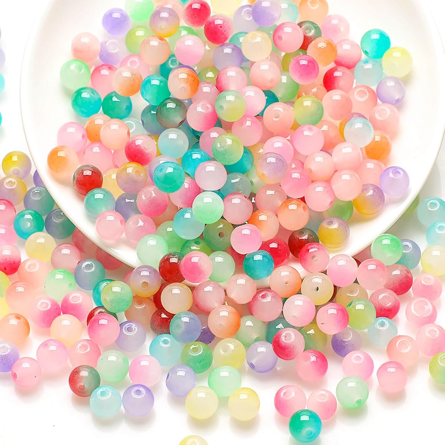 400pcs 10MM Glass Beads for Jewelry Making, 24 Colors Crystal Gemstone Beads Bracelet Round DIY Craft Beads Suitable for DIY Craft Necklace Bracelet Phone Lanyard Wedding Decor (24 Bicolors-10MM) - Image 6