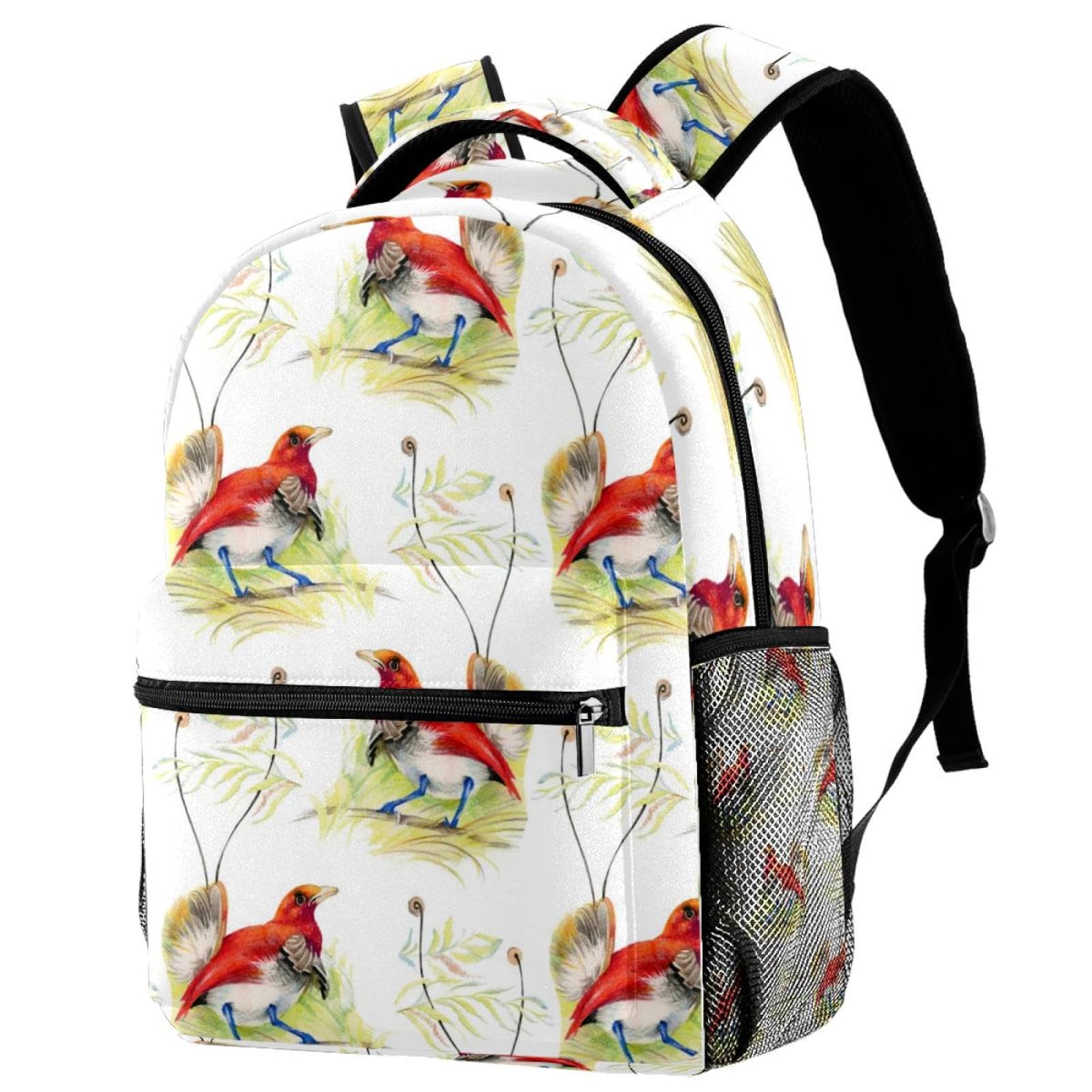 Sac à dos oiseaux rouges multicolore parfait pour le collège et le week-end - 2