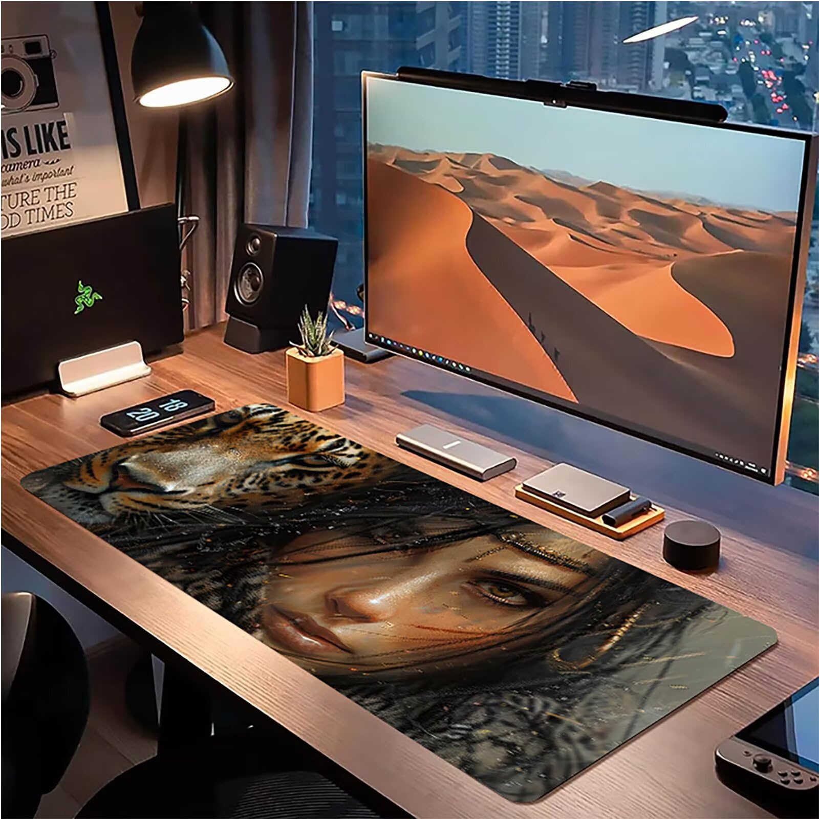 Tappetino Mouse XXL 1500 x 800 mm, Tappetino Mouse Donna, Gaming Mousepad Migliorare la Velocità e la Precisione, Mouse Pad con Base in Gomma Antiscivolo, Ufficio Accessori Gaming, Verde Y-3569