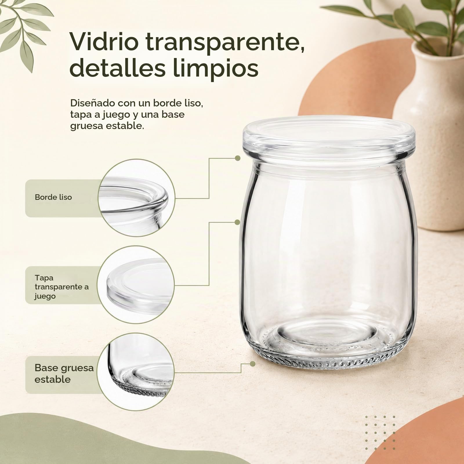 JMIATRY 36 Vasos Yogurtera Con Tapa 150 ml, Vasos Yogurtera, Botes de Cristal con Tapa pare Yogures, Postres y Natillas