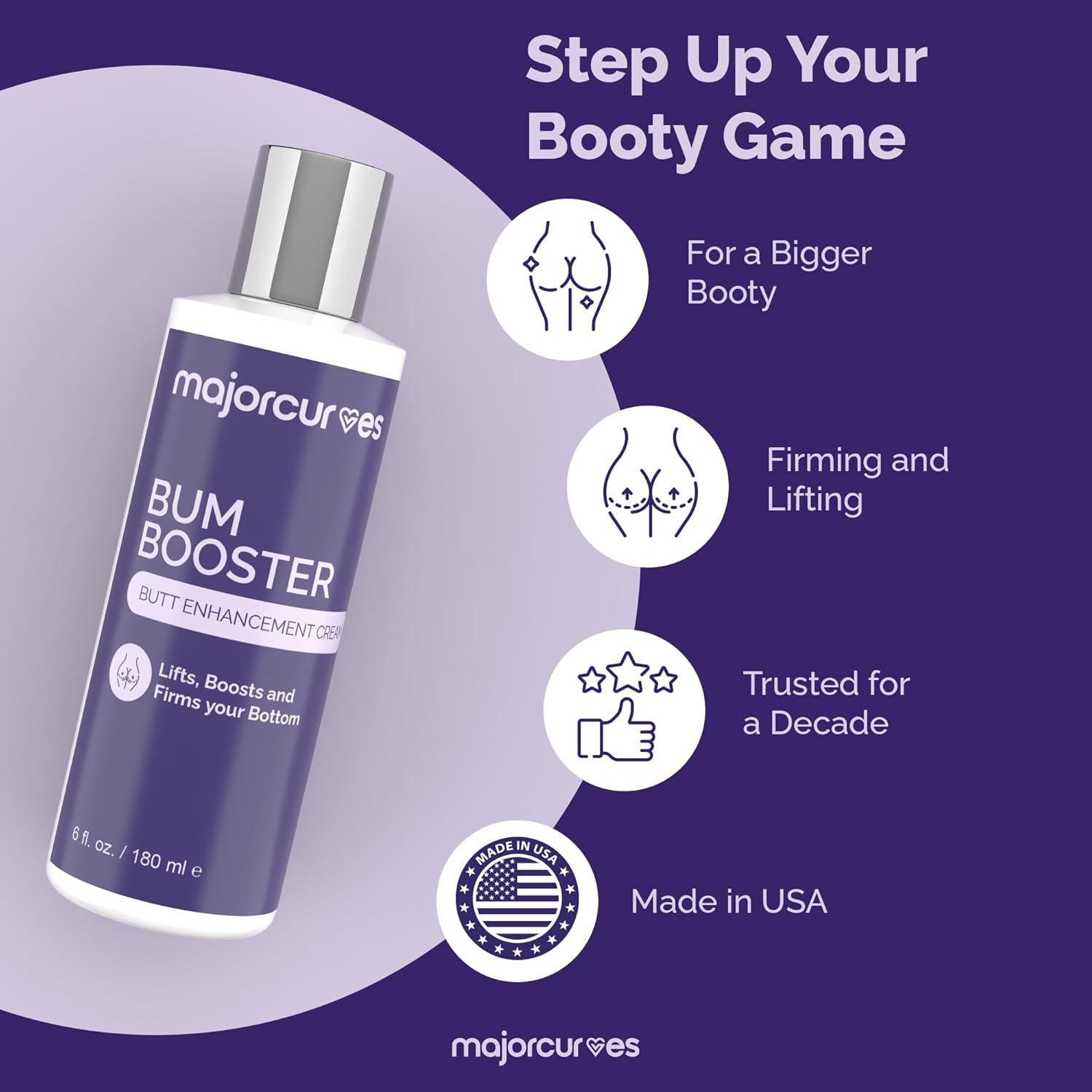 Bum Booster Cream – Butt Enhancement Cream for Women – Natural Booty Lift & Firming with LipidMaxx, Wild Yam & Aloe – Bigger, Rounder Bum in 2 Weeks – 6 oz - Image 3