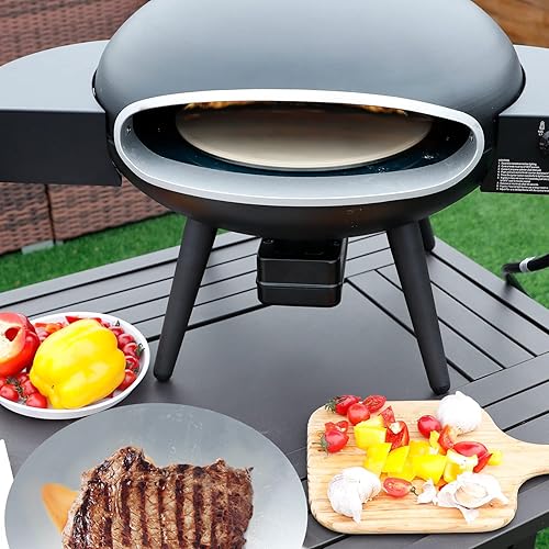 Miniatura 4 de SCRIPTRACT Horno portátil de pizza a gas al aire libre - Horno de pizza a gas con parrilla de pizza de acero inoxidable, receta para auténticas