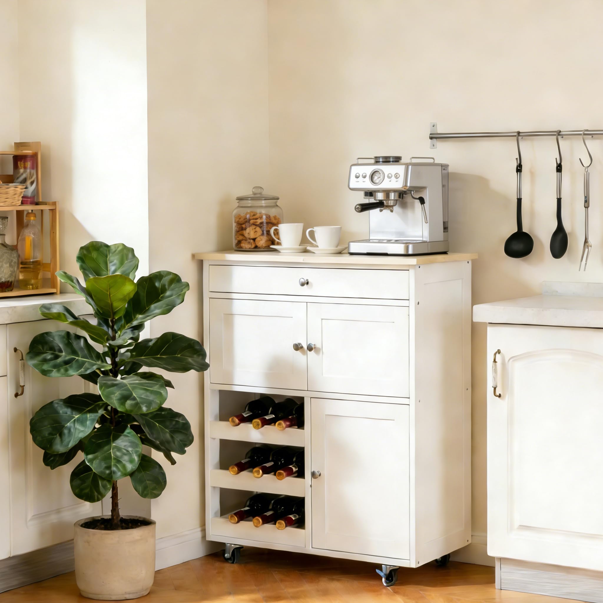 Carrello Da Cucina Professionale CHEF Con Ripiano In Legno Massello Di Faggio Con Tagliere Naturale Pezzani Srl 163