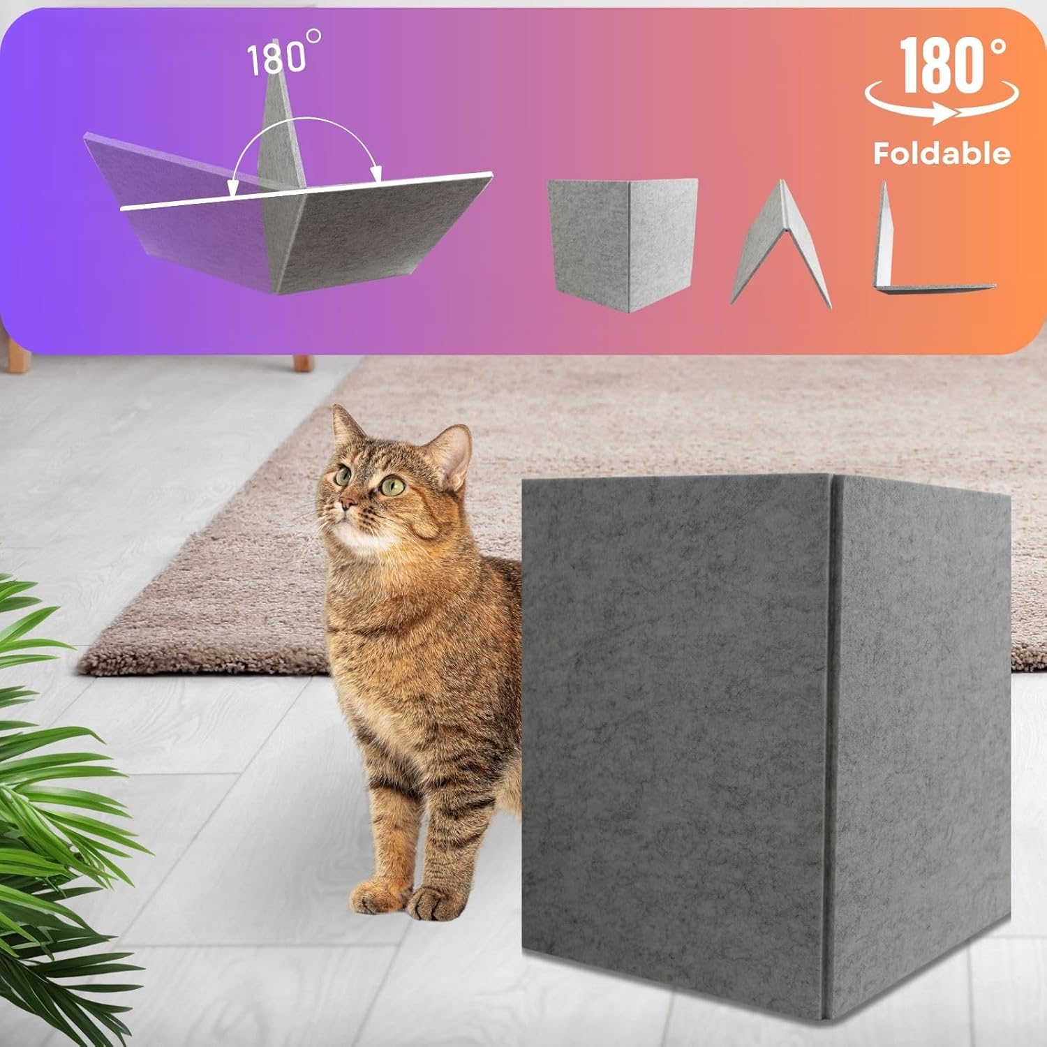 review Cat Scratcher Board (2-Pack,15.7''*23.6'') - Foldable and Customizable Horizontal Furniture Protector from Cats Scratching, Sturdy Guard Pads with Self-Adhesive Backing (Dark Grey)
