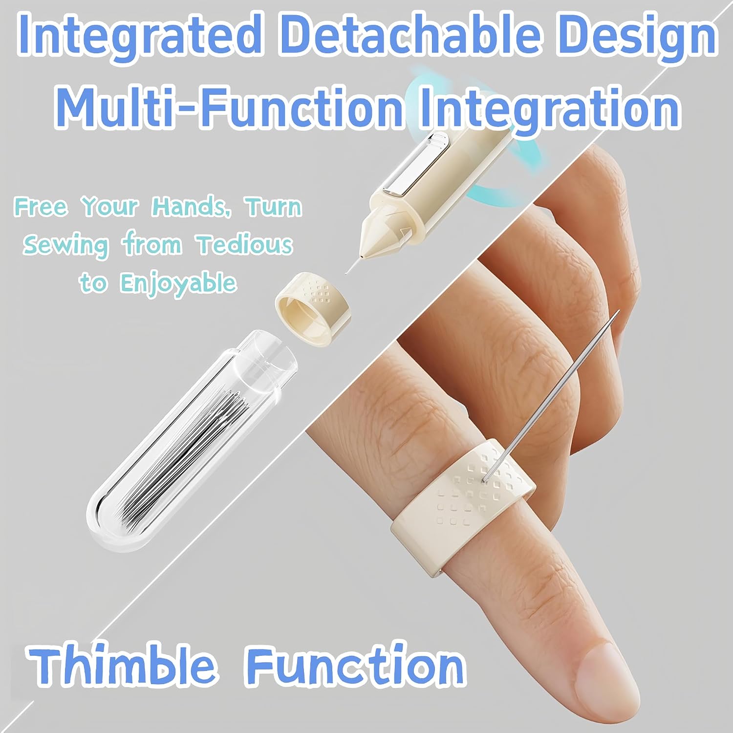 2PCS 5 in 1 Sewing Tool Set, Retractable Double Head Seam Ripper, Needle Threader, Thimble, Magnetic Needle Case, 6 Sizes Needles for Sewing Embroidery Knitting Mending