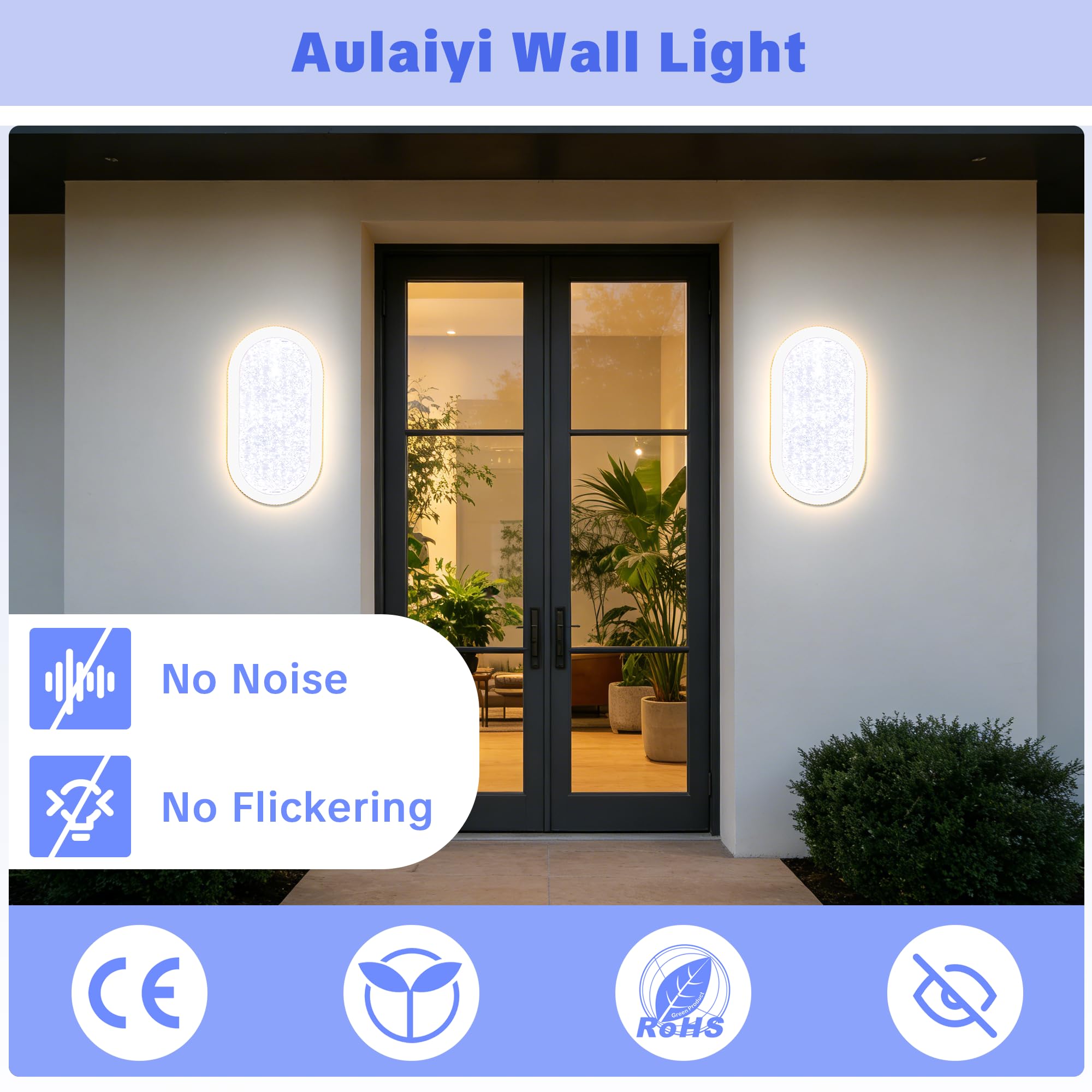 Plafoniera LED Ovale 20W 2000LM, 3 Modalità di Illuminazione, Effetto Cristallo Stellato, IP54 Impermeabile, Parete & Soffitto CRI>90, Cantina Corridoio Bagno Garage Balcone