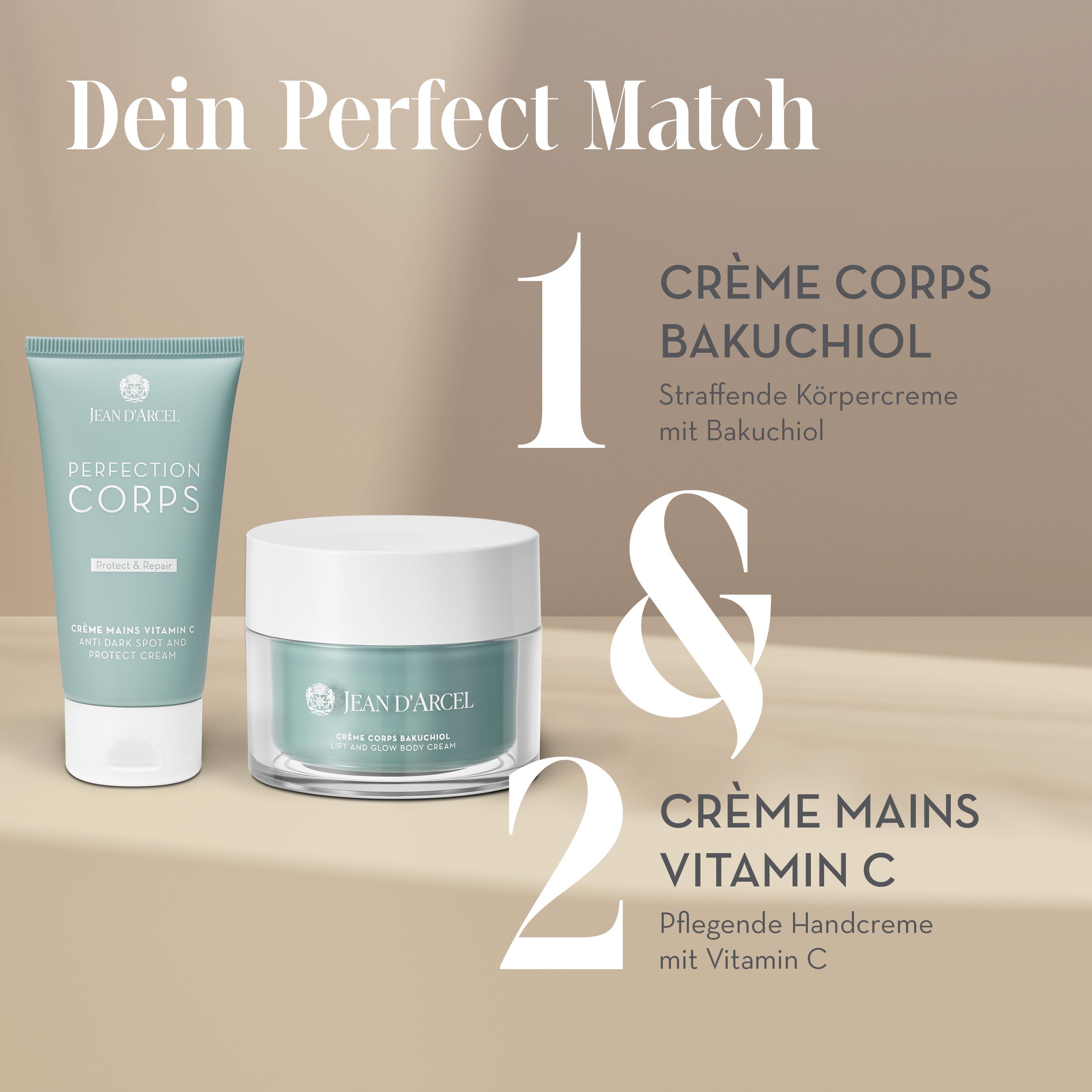 JEAN D'ARCEL PERFECTION CORPS Straffende Körpercreme -CRÈME CORPS BAKUCHIOL 200 ml -Mildert feine Linien - Schenkt neue Elastizität - Beruhigt die Haut