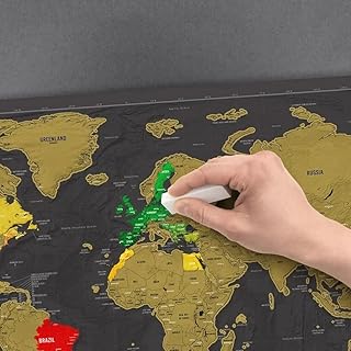 World Map Travel Gift | A3 Scratch Off Map | Map of the World Poster | Map of Countries Visited with Accessories Kit and Gift Tube