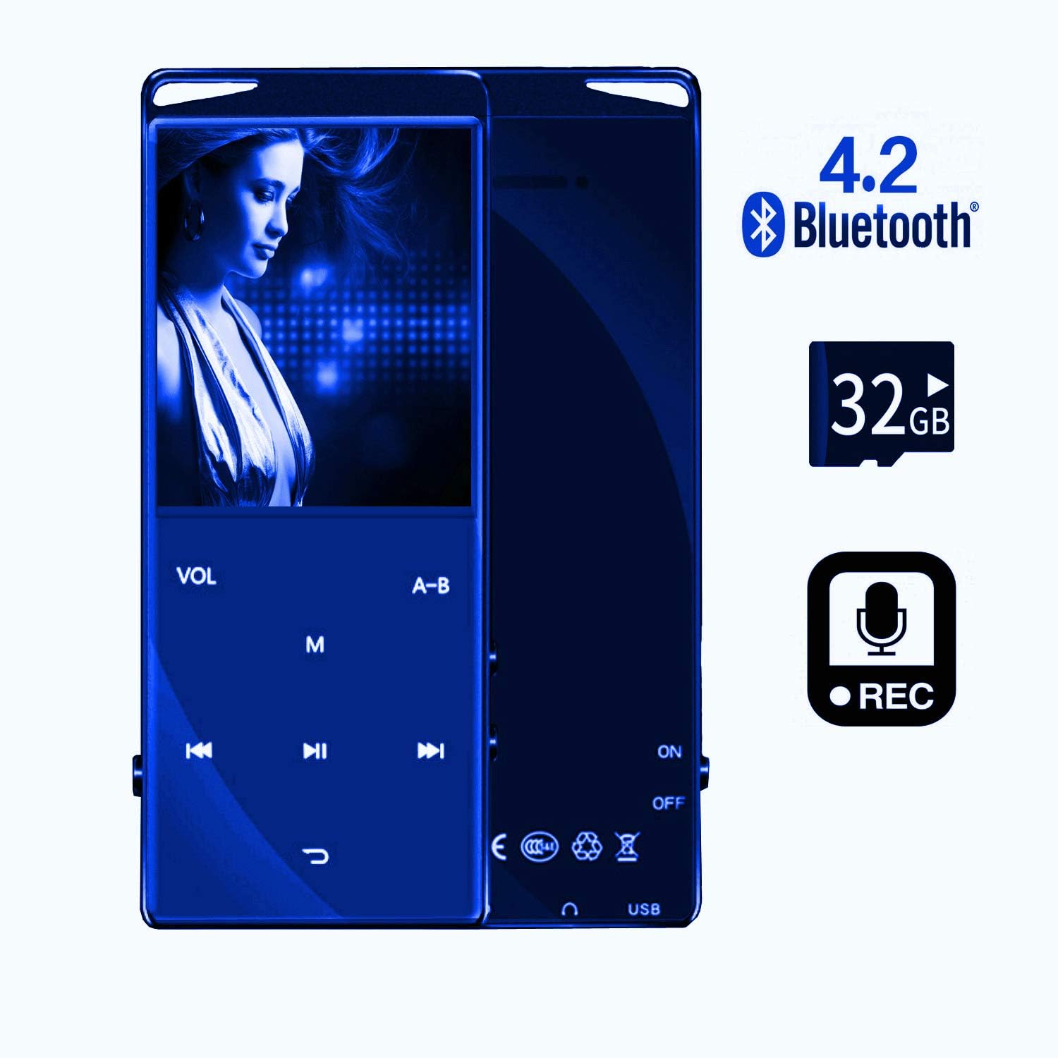 Frehovy 32GB MP3 Player with 4.2 Bluetooth, Portable Lossless Sound MP3 Music Player