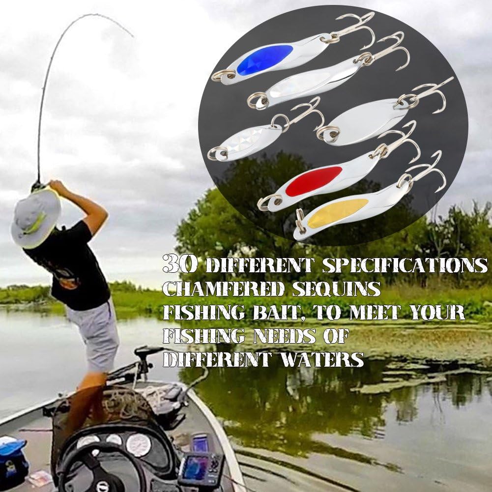 Sougayilang Fishing Spoons Lure, Casting Fishing Lures Blade Baits, Great for Fishing Perch, Crappie, Trout, Bass, Pike, Musky, Walleye, Salmon, Striper and More