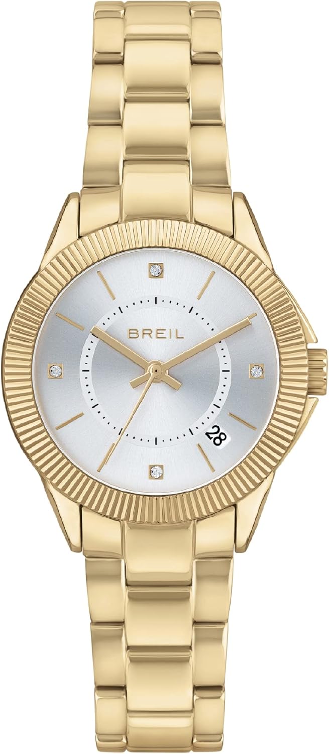 Breil, Collezione Shimmery, Orologio Donna in Acciaio Lucido, Chiusura Déployante con Pulsanti, Lunghezza Regolabile 13.5-19 cm, Resistente allAcqua