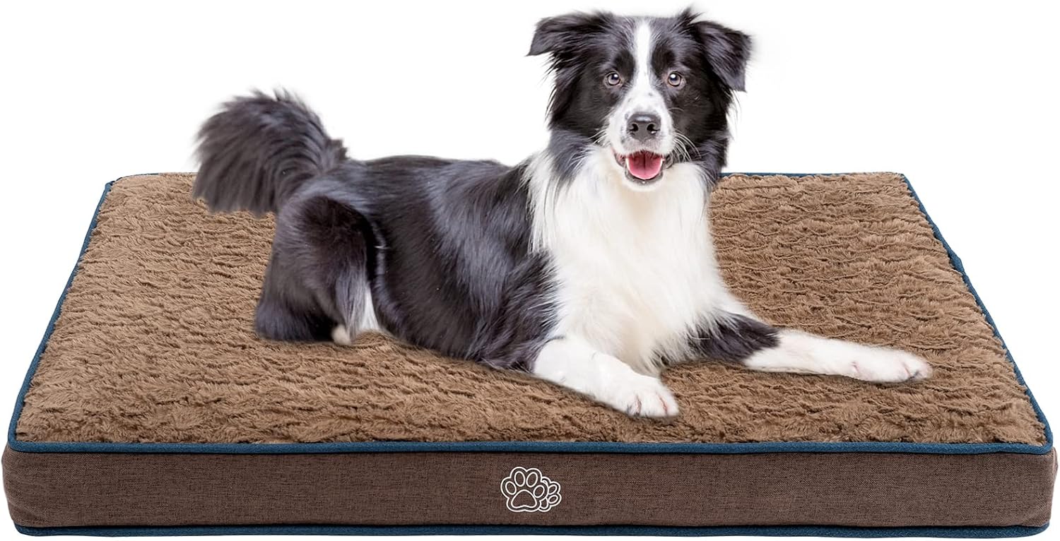 EMPSIGN Orthopedic Dog Bed Mat Dog Crate Pad Reversible Warm and Cool, Pet Beds Waterproof Mattress with Removable Washable Cover, Pet…