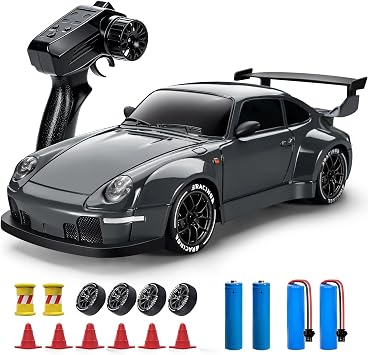 HANNVIW Voiture RC de Drift 4WD Échelle 1:24 avec Pneus de Rechange - 25 km/h