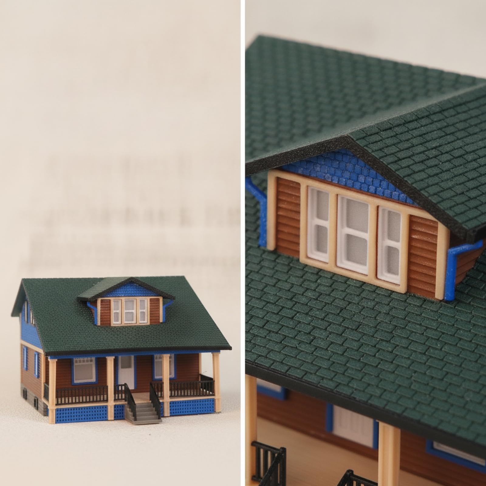 Miniatur Villa Modell Haus Gebäude Architekturmodell Sammelfigur mit Detail Dach Fassade aus PETG für Sammler Diorama Straßenlayout Regal Deko, Fertiges Modell Elf Villa Ohne Beleuchtung