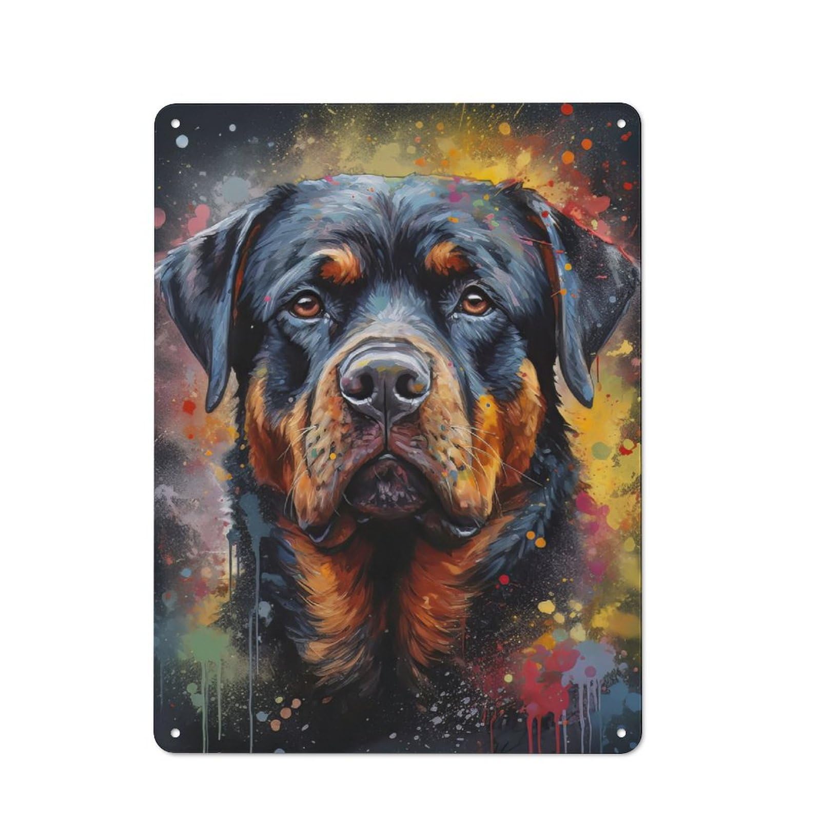 Junmoney Rottweiler Painting Printed Metal Sign 40X30cm For Studio Or Craft Room, For Creative-Space Collectors