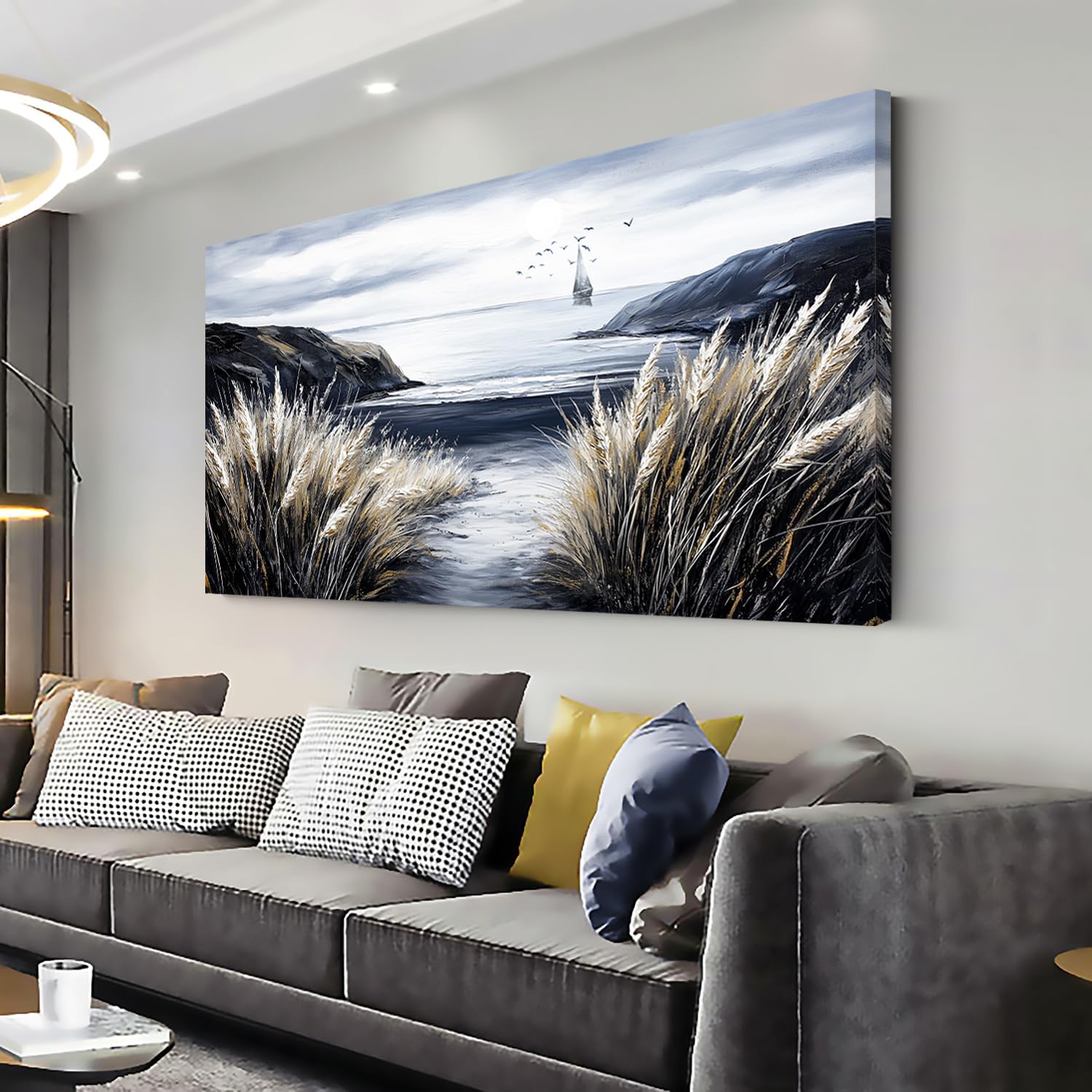 ZESTRILIA Country Beach Coastal Sailboat Wall Art for