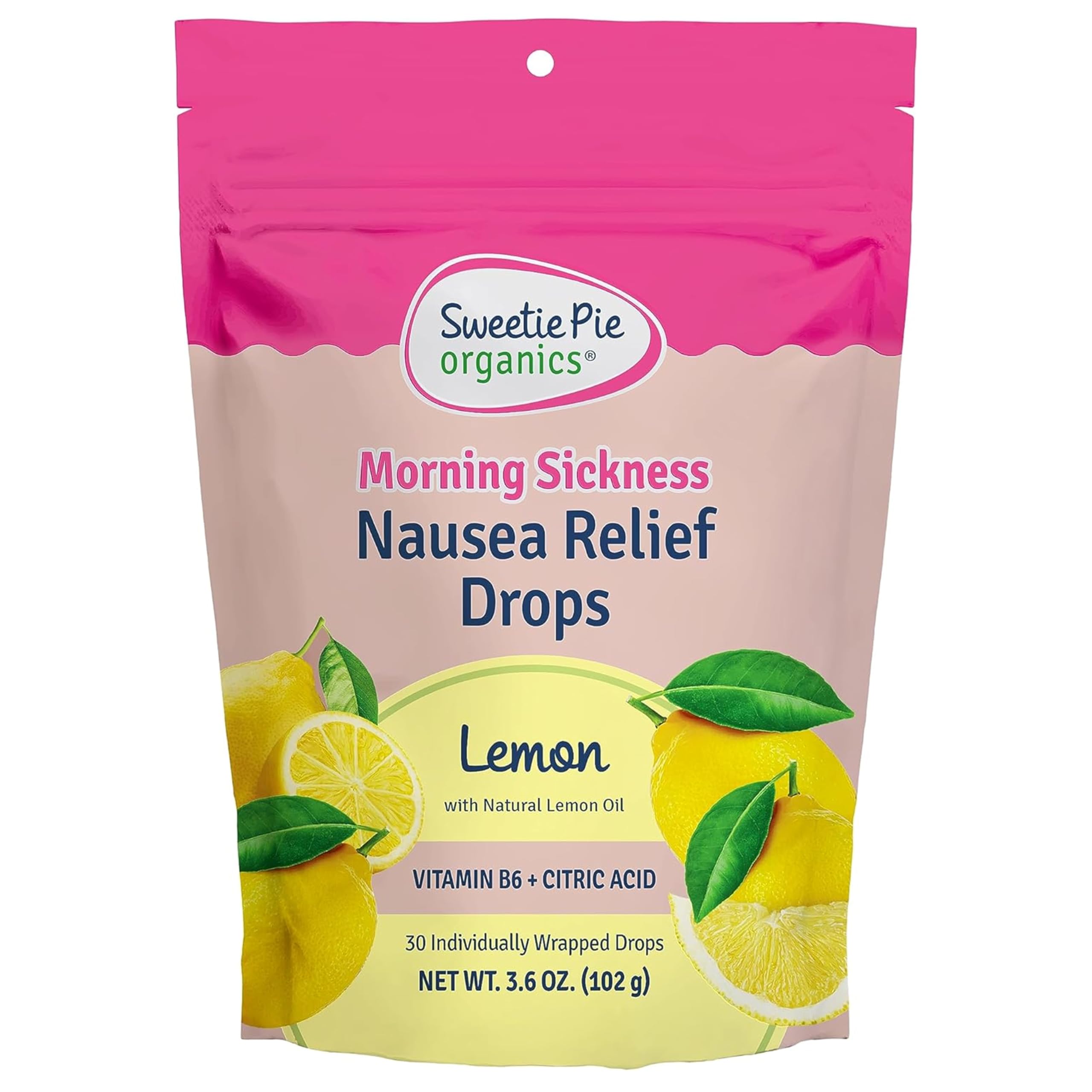 Pregnancy Nausea Relief Drops, Soothe First Trimester Morning Sickness, Lemon Flavor, 30 Count