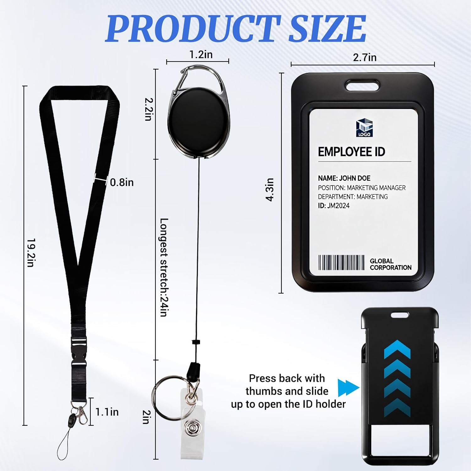 6-Piece ID Badge Holder Set,2 Pack Breakaway Lanyards,2 Pack Retractable Badge Reel Clip with Keyking,2-Pack Vertical Cruise Ship Cards Holder - Image 2