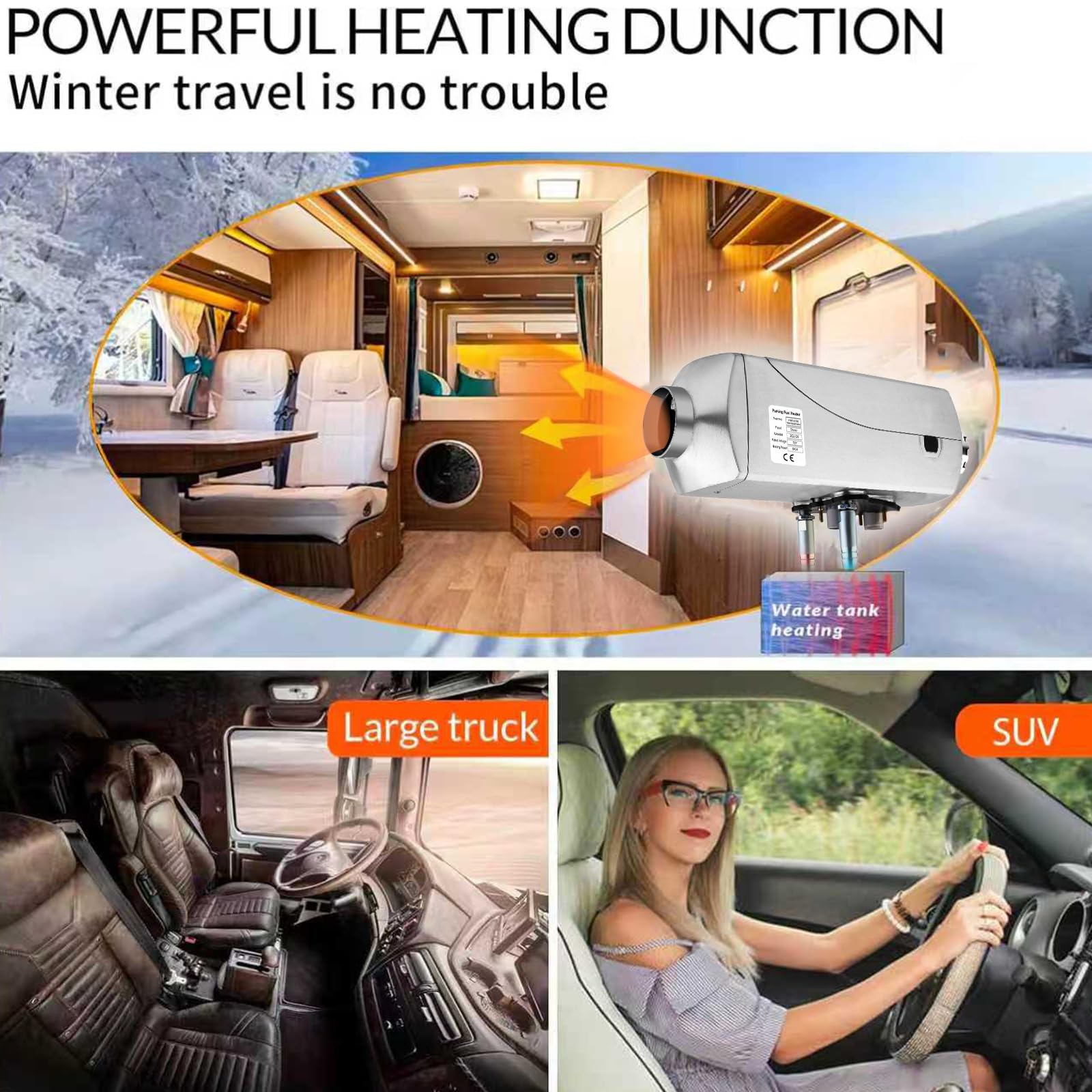 Chauffage Diesel 8kW 12V Chauffage Gasoil, Chauffage Intégré Eau et Air avec Écran LCD pour Chauffage et Eau Chaude dans Camping Car 12V, Utilisation Camions et Préchauffage Moteur Bateau