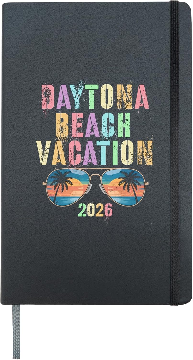 Vintage DAYTONA BEACH VACATION 2026 Travel Best Ever Trip Hardcover Journal, Black