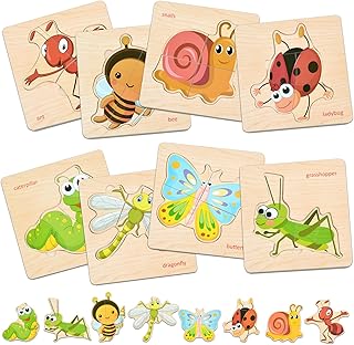 Comprar 8 Piezas Rompecabezas de Madera Animales para NiƱos, Puzzle de Madera Juguetes Montessori Juegos Educativos Preescolar de Aprendizaje Infantil 1 2 3 AƱo Regalo de CumpleaƱos Navidad (Insectos)