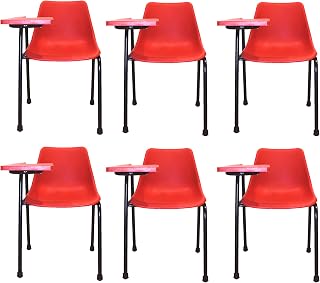 Finch Fox Plastic Student Chair With Writing Pad, Heavy 1" Inch Pipe, Anti Skid Buffer, In Red Matt Color (Set Of 6) With ... Price In India