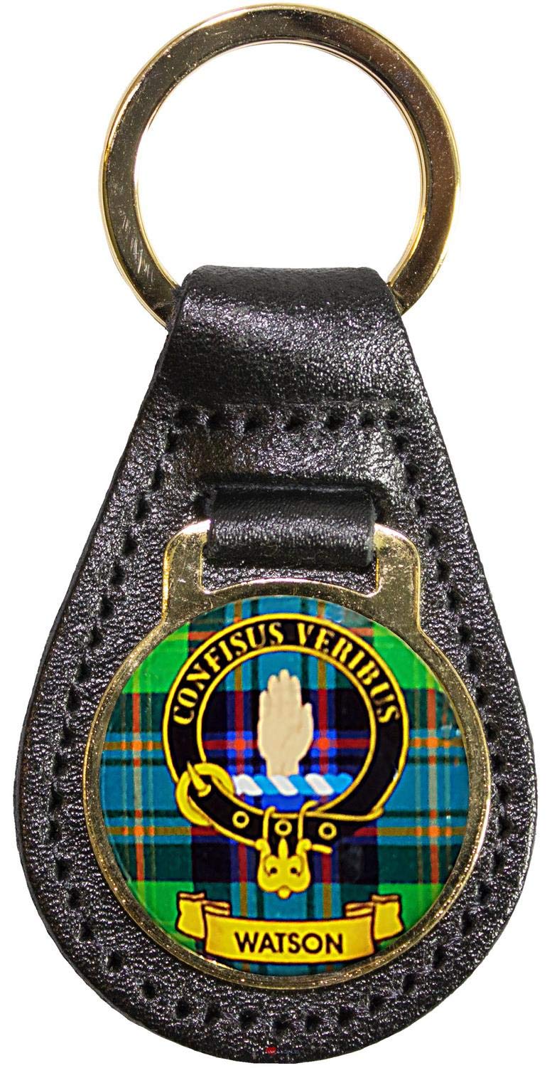 I Luv Ltd Watson Leather Key Fob Scottish Clan Crest Scottish Made