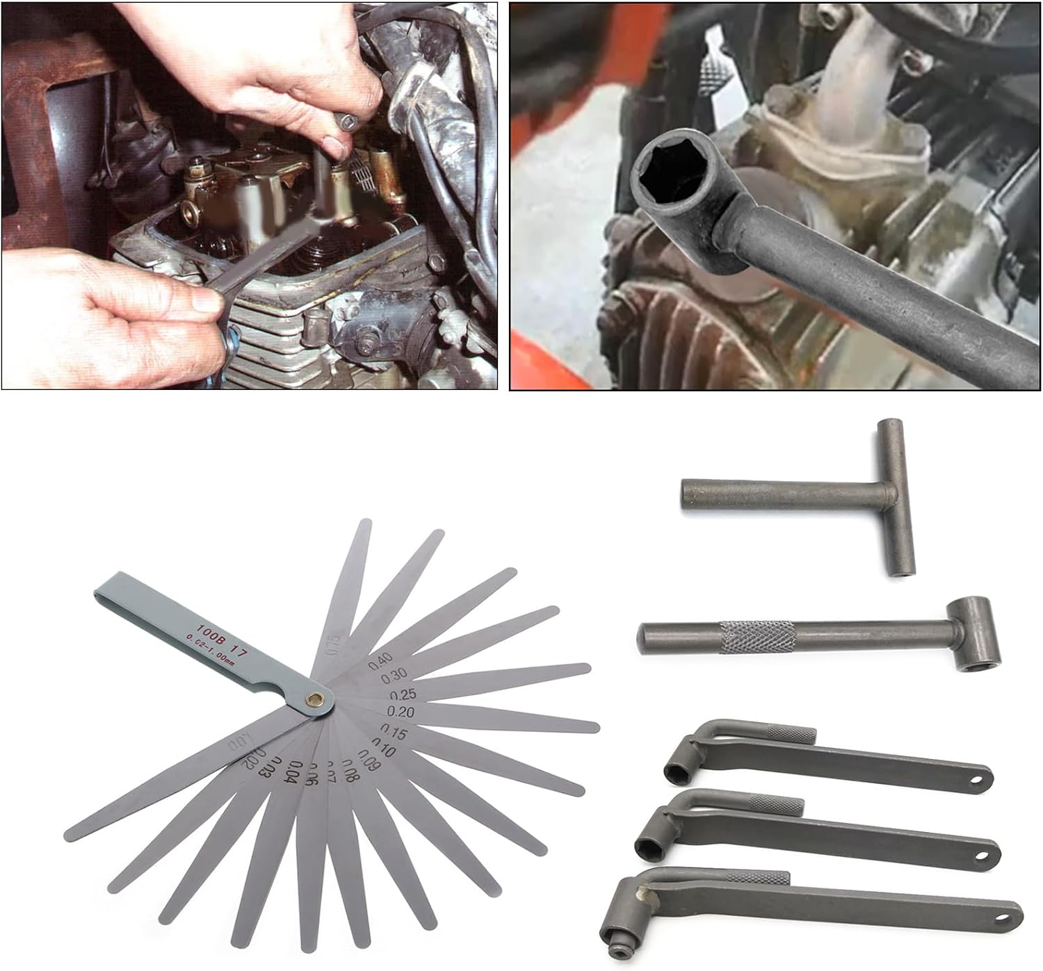Adjusting Spanner Tool Feelers Gauges Set 8mm 9mm 10mm Engine Valves Screw Repair Wrench Motorcycle Scooters Tool T Spanner Adjuster