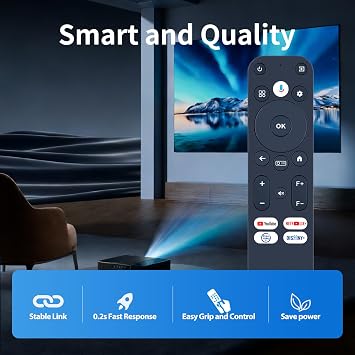 ZWP Replacement Voice Remote Control Compatible for WANBO Mozart 1 Pro/M1 PRO, ETOE E3 PRO/Whale Pro Smart Projector, for ZCGIOBN, Nova C40 Poseidon E40 Projector
