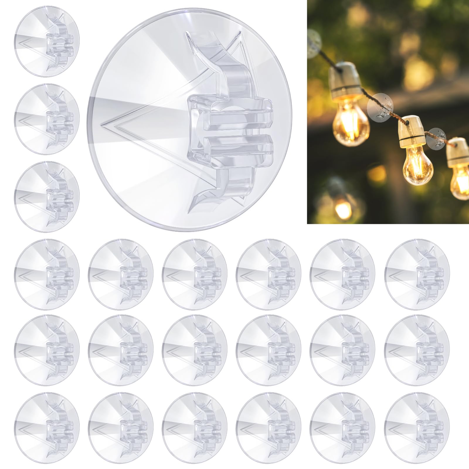 cshare Suction Hooks for Christmas Light, 50 Packs Small Clear Suction Cup Hooks for Fairy Lights, Reusable Window Suckers Clips for Glass Windows Hanging Indoor Xmas