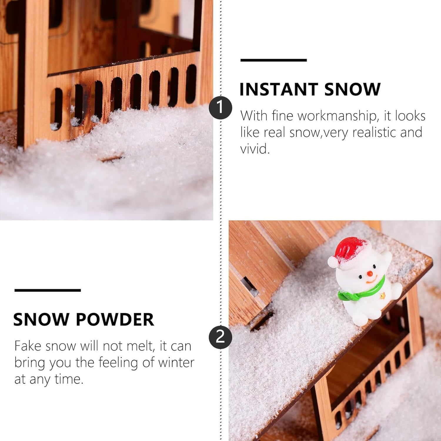 Artificial Christmas Fake Snow Powder 500g, Decorative White Snow Flocking for Holiday Window Display and Christmas Party Props