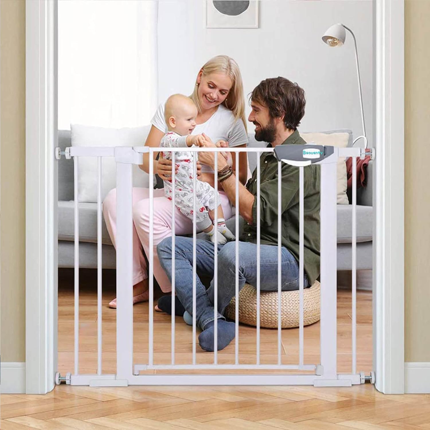 Auto Close Safety Gate Baby Gate, Extra Wide Baby Gate Suitable for 75-144 Cm, with 10/20/30CM match Extension Kit, Auto Close Indoor Safety Gates for Dog Gate Pet Fence Doorway Hallway and Stair Use