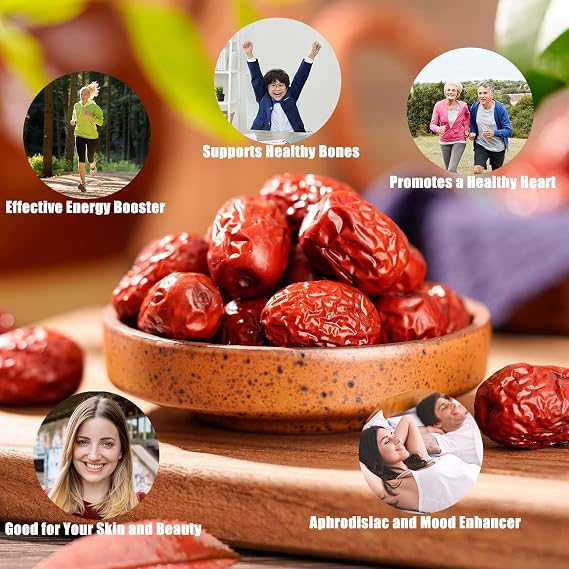 Jujube Dates Fruit,Chinese Red Dates Jujube Dried Date Jujubes 18 oz Juju All-Natural Non-GMO Red Dates 500g Healthy Dried Fruit Snacks for Brewing Tea,dessert, Baking,cooking,etc (jujube-1.1 lb)