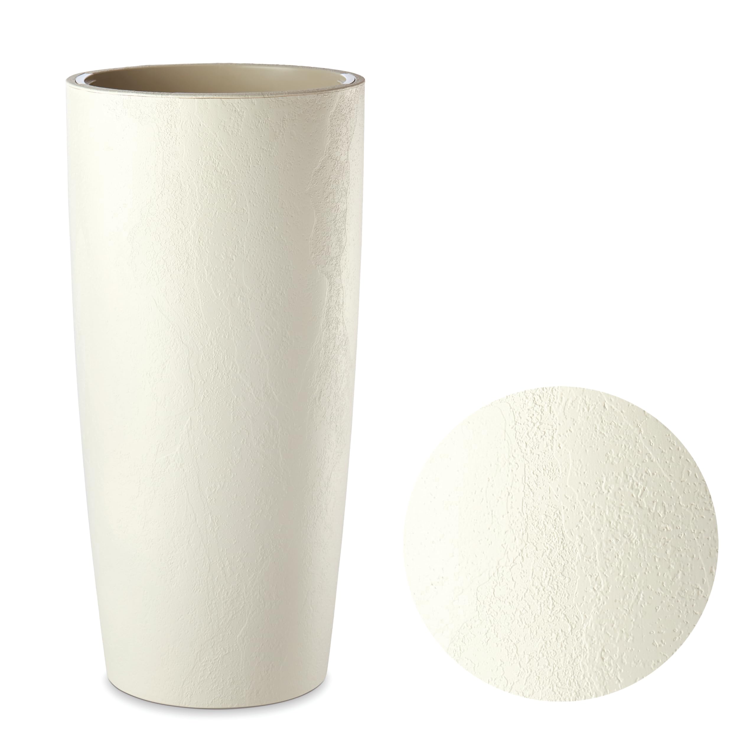 Tecnokit Maceta para Plantas de Interior y Exterior, diseño Moderno con Efecto Cemento, Almendra y Antracita, Maceta Alta con platillo Hierba musa, Mate, 35 x 70 y 35 x 90 (morla, 35 x 70 cm)