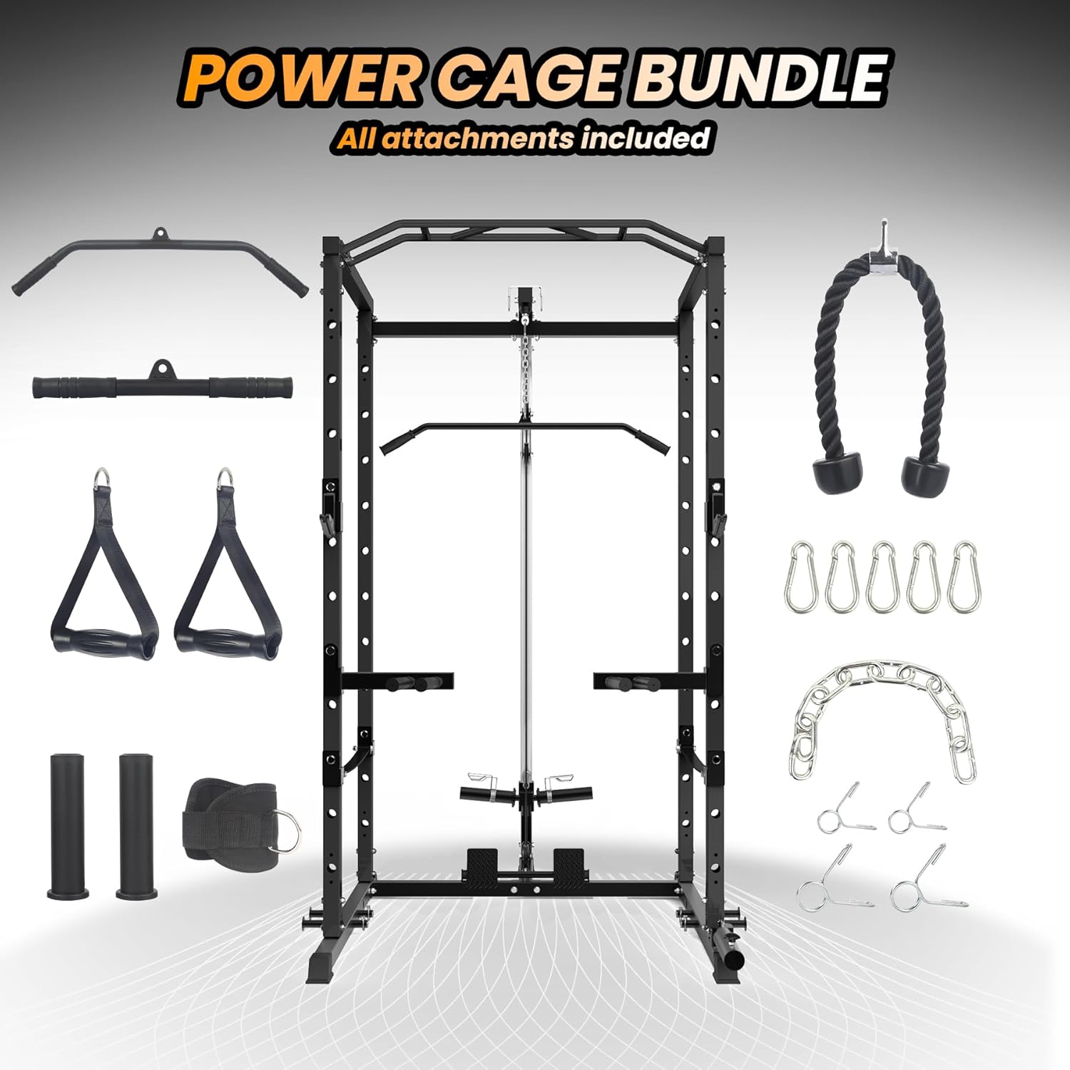 Power Cage LAT Pulldown Multi-Functional Rack Landmine & Cable Pulley System
