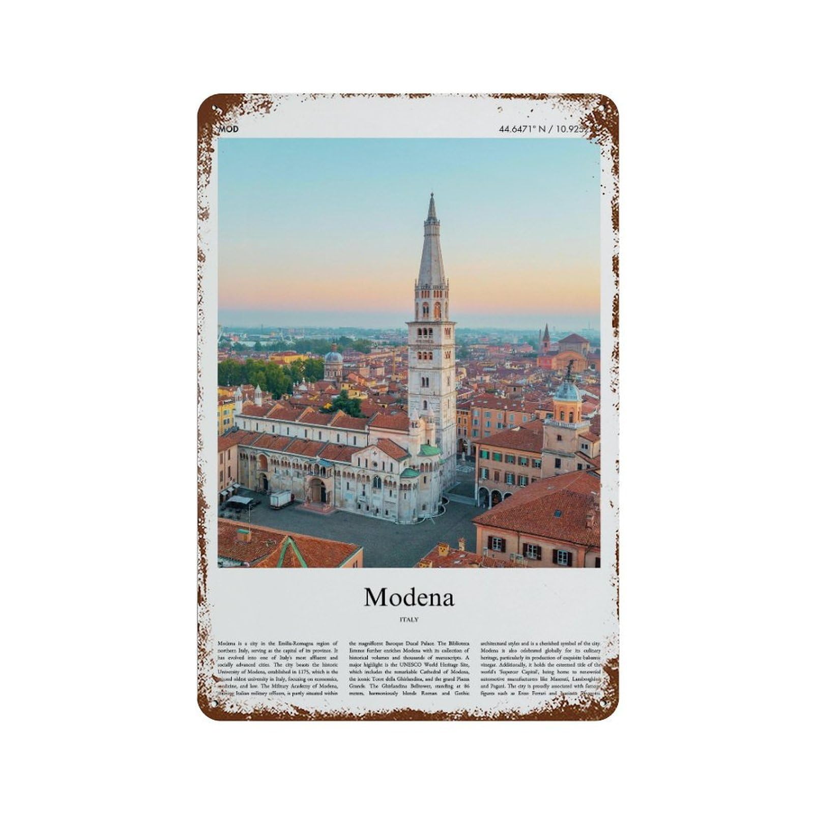 xiaoxiaoshen Modena Italy City Scenery Wall Decor Art Metal Tin Poster Modern Home Decor Art Home Bar Shop Decorations Vintage Sign 30x20cm